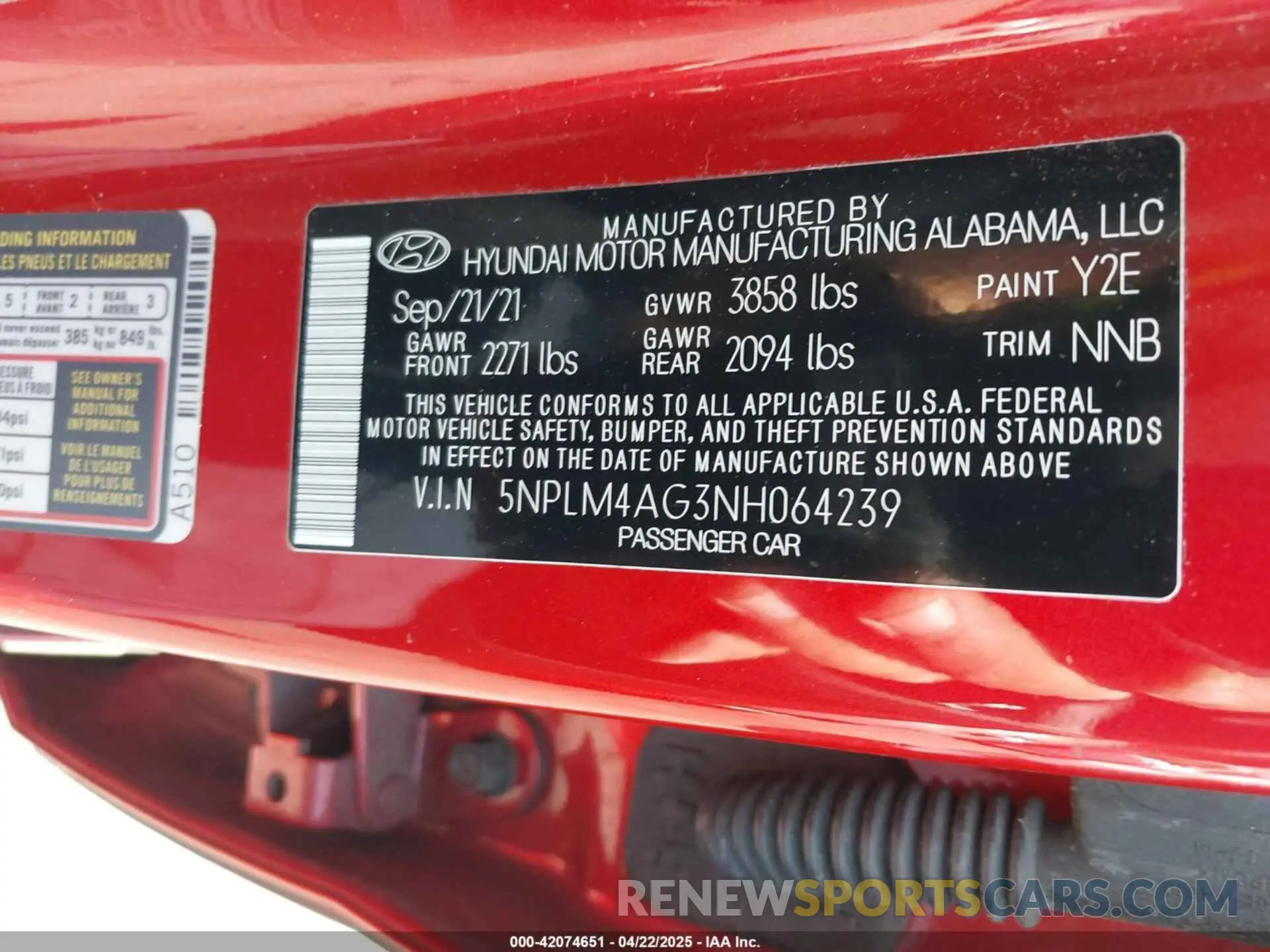 9 fotografías del automóvil dañado 5NPLM4AG3NH064239 HYUNDAI ELANTRA 2022
