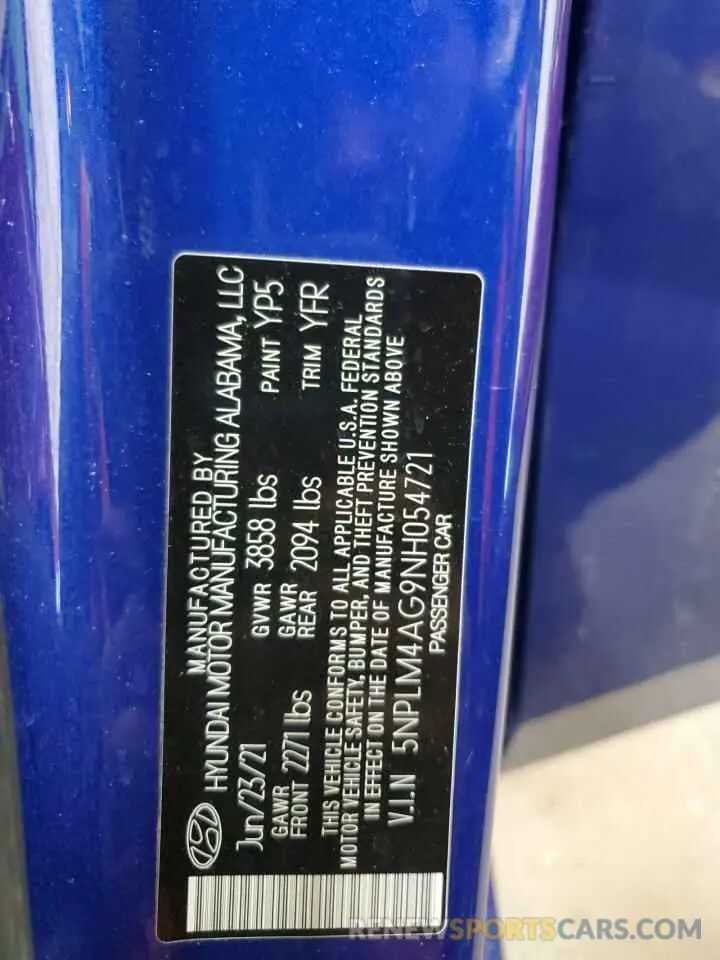 15 fotografías del automóvil dañado 5NPLM4AG9NH054721 HYUNDAI ELANTRA 2022