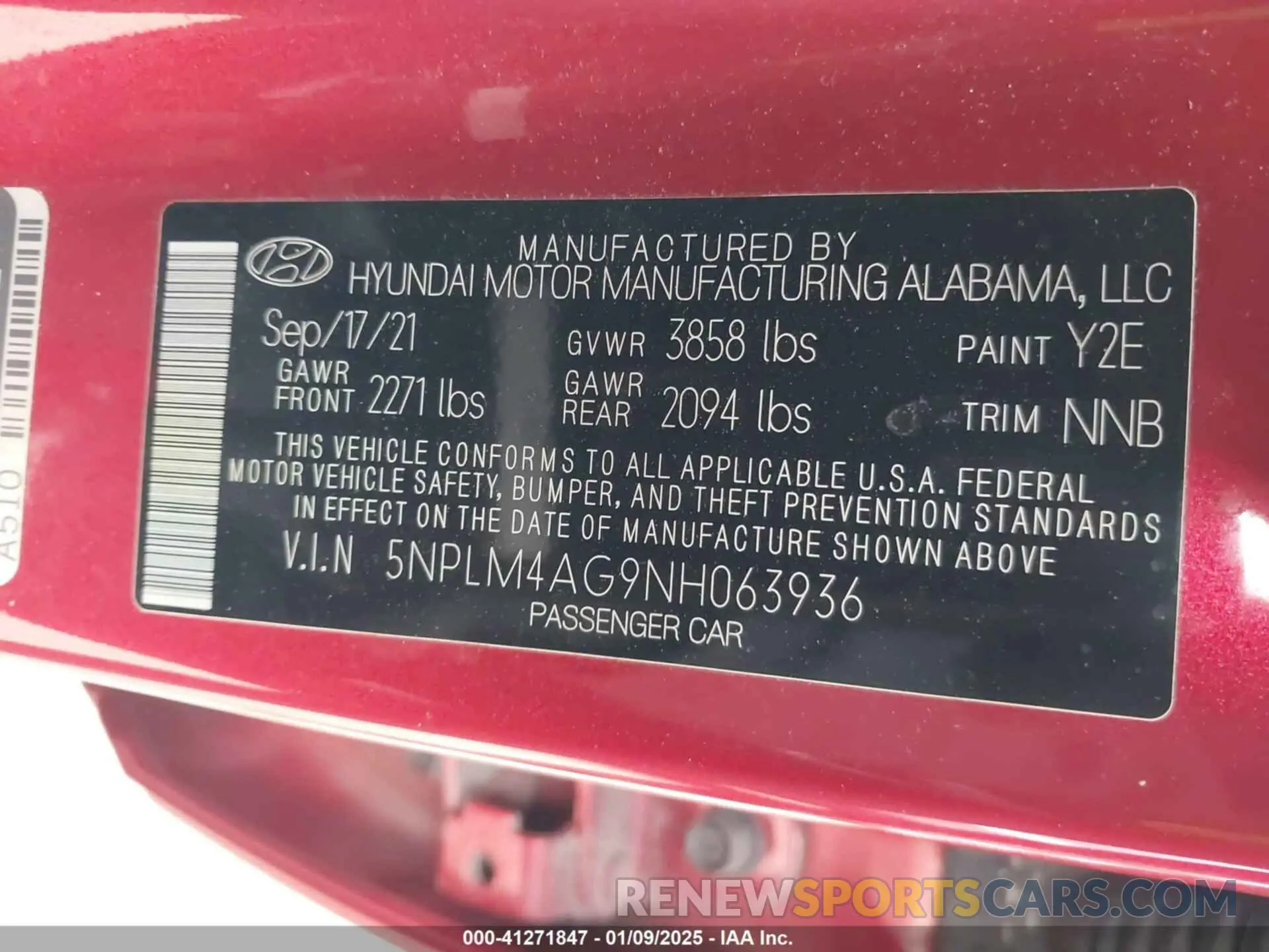 9 fotografías del automóvil dañado 5NPLM4AG9NH063936 HYUNDAI ELANTRA 2022