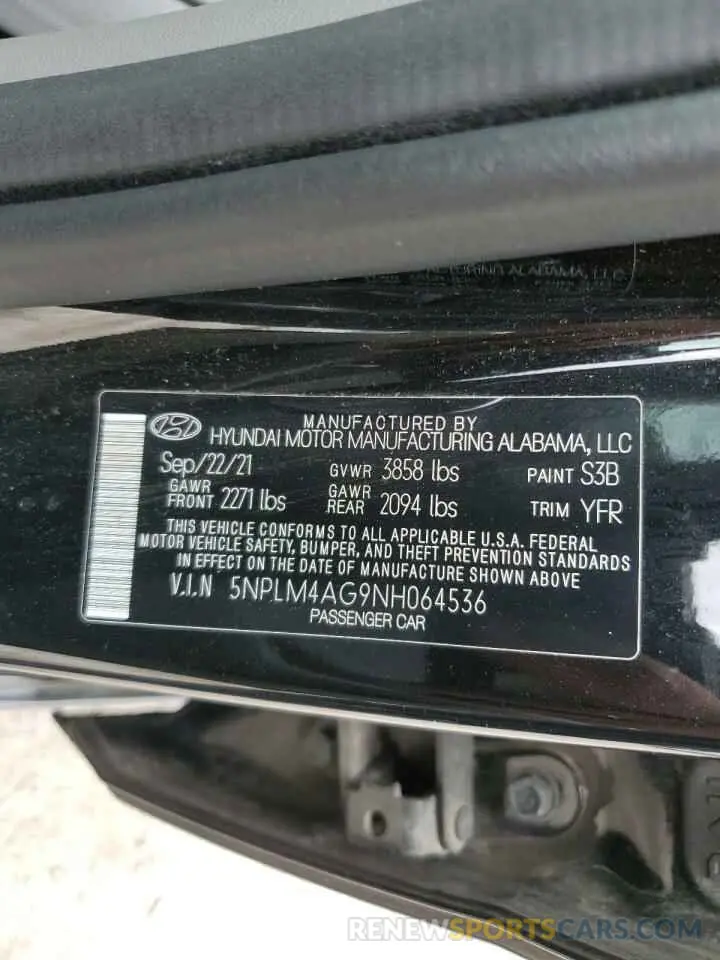 12 fotografías del automóvil dañado 5NPLM4AG9NH064536 HYUNDAI ELANTRA 2022