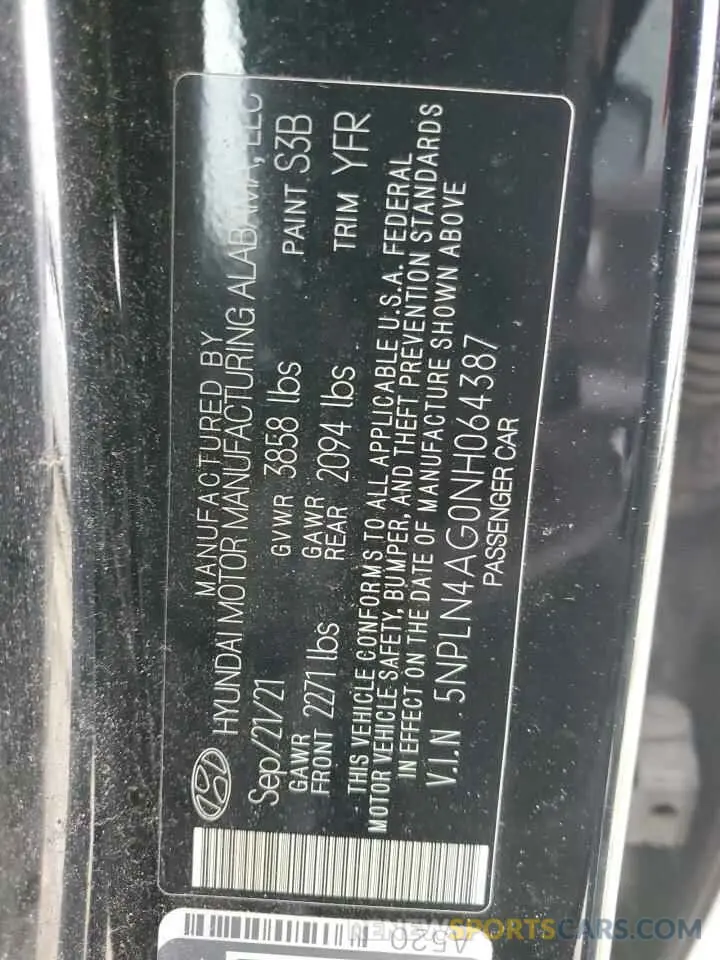 12 fotografías del automóvil dañado 5NPLN4AG0NH064387 HYUNDAI ELANTRA 2022