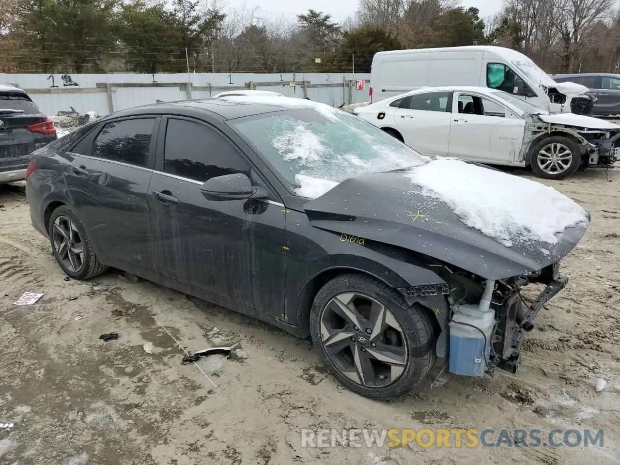 4 fotografías del automóvil dañado 5NPLN4AG0NH064387 HYUNDAI ELANTRA 2022