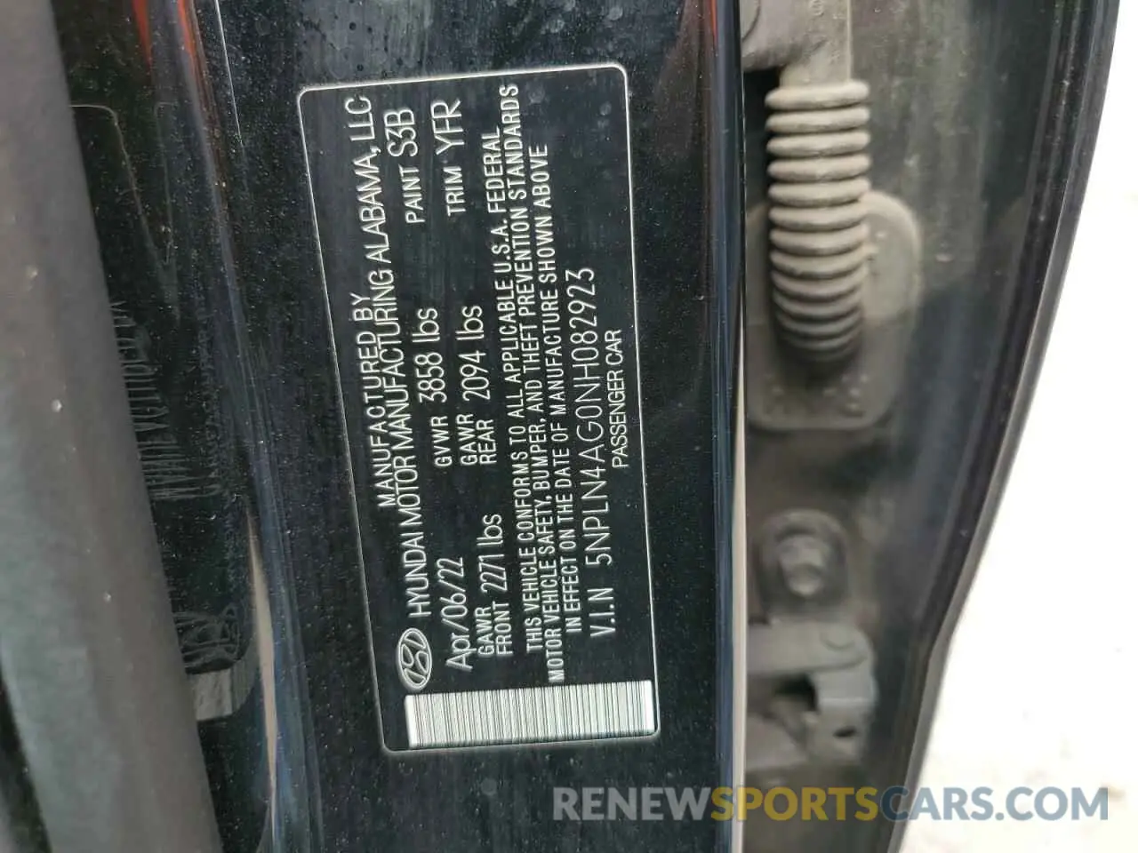 12 fotografías del automóvil dañado 5NPLN4AG0NH082923 HYUNDAI ELANTRA 2022