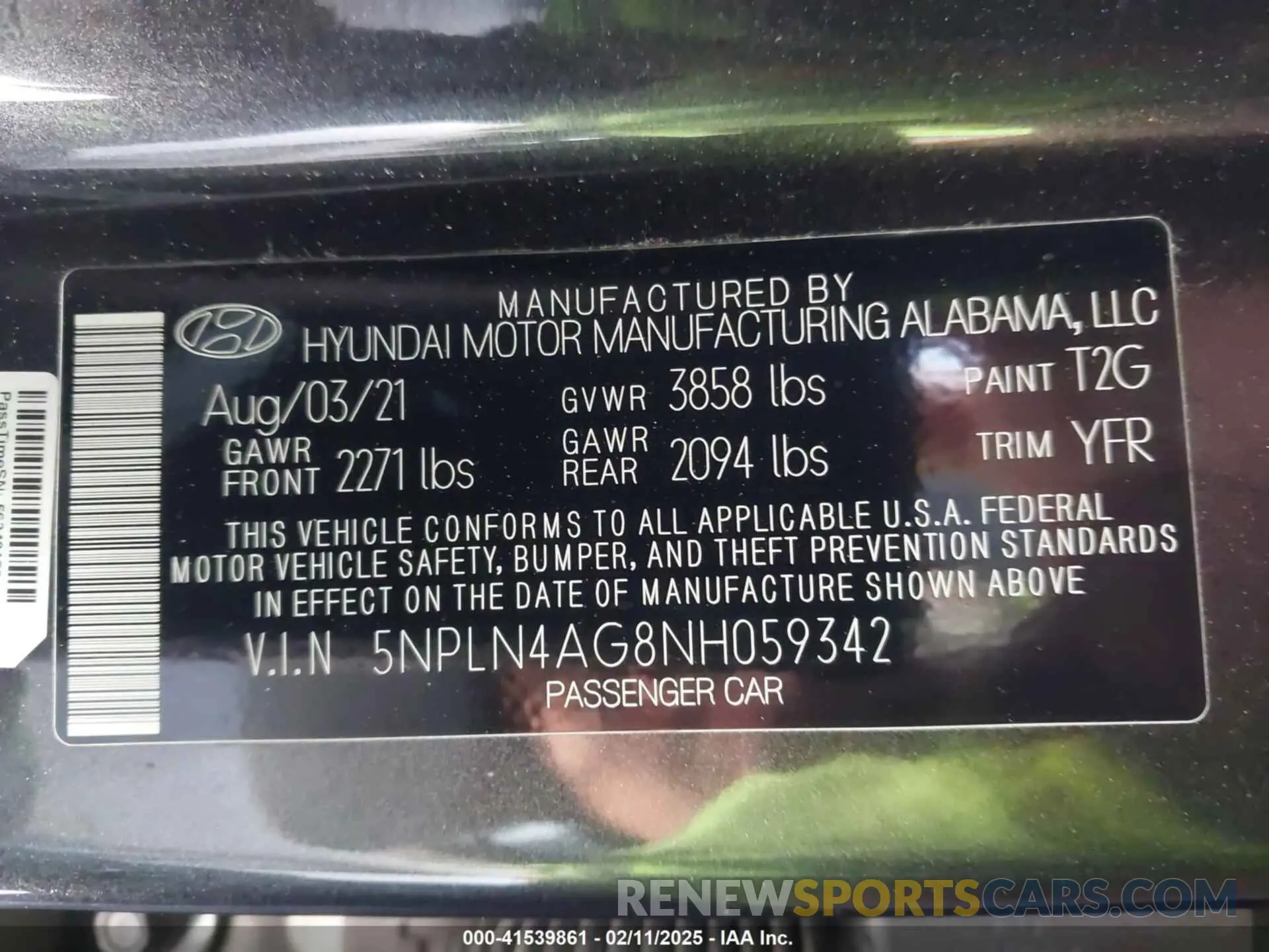 9 fotografías del automóvil dañado 5NPLN4AG8NH059342 HYUNDAI ELANTRA 2022