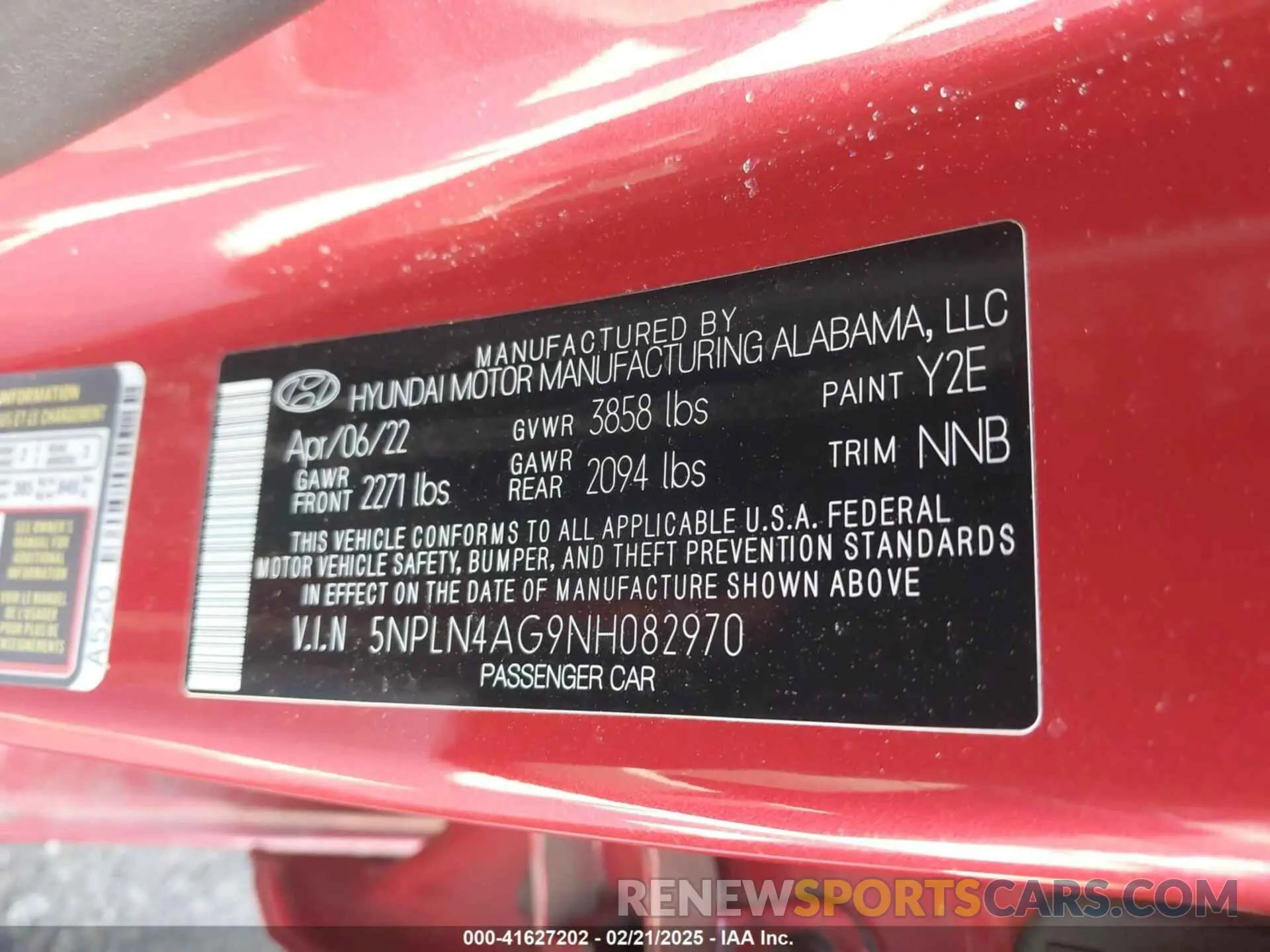 9 fotografías del automóvil dañado 5NPLN4AG9NH082970 HYUNDAI ELANTRA 2022