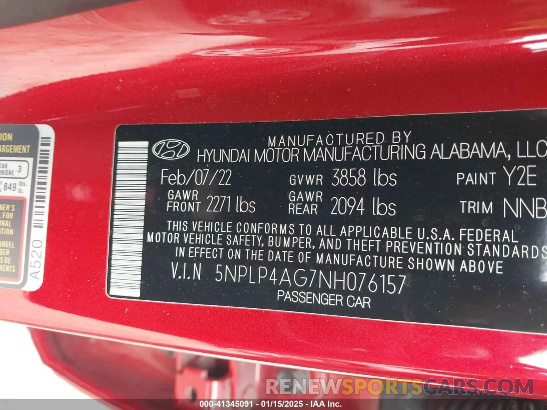 9 fotografías del automóvil dañado 5NPLP4AG7NH076157 HYUNDAI ELANTRA 2022