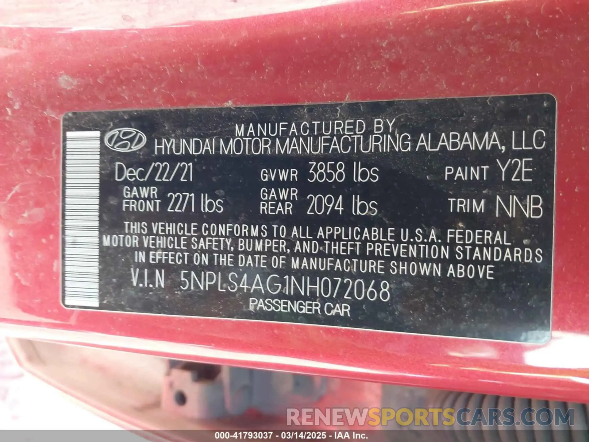 9 fotografías del automóvil dañado 5NPLS4AG1NH072068 HYUNDAI ELANTRA 2022