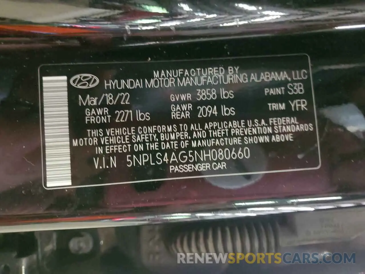 12 fotografías del automóvil dañado 5NPLS4AG5NH080660 HYUNDAI ELANTRA 2022