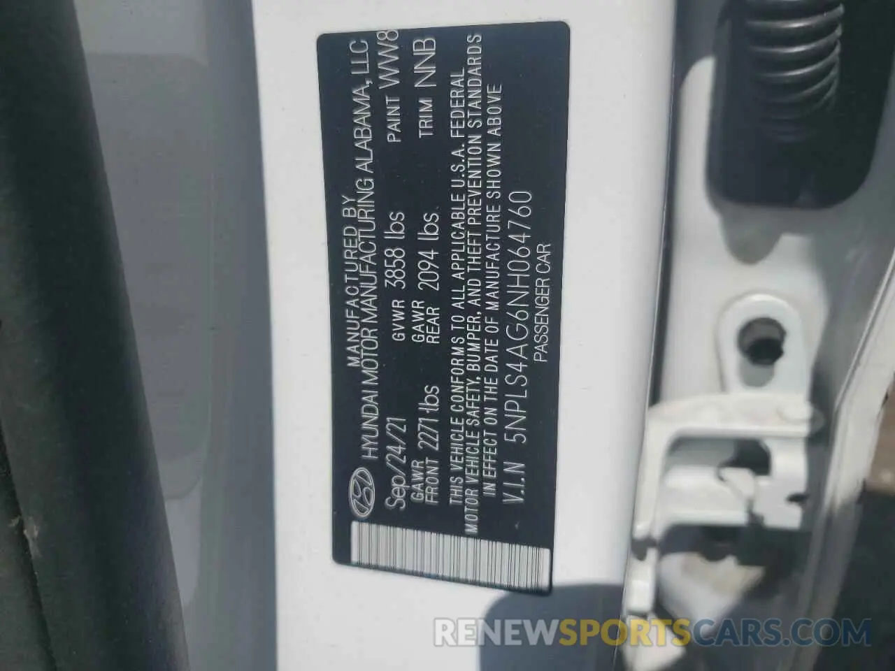 12 fotografías del automóvil dañado 5NPLS4AG6NH064760 HYUNDAI ELANTRA 2022