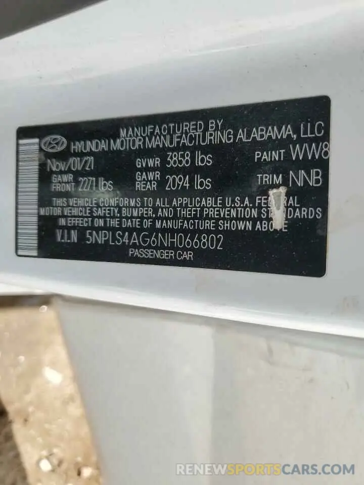 14 fotografías del automóvil dañado 5NPLS4AG6NH066802 HYUNDAI ELANTRA 2022