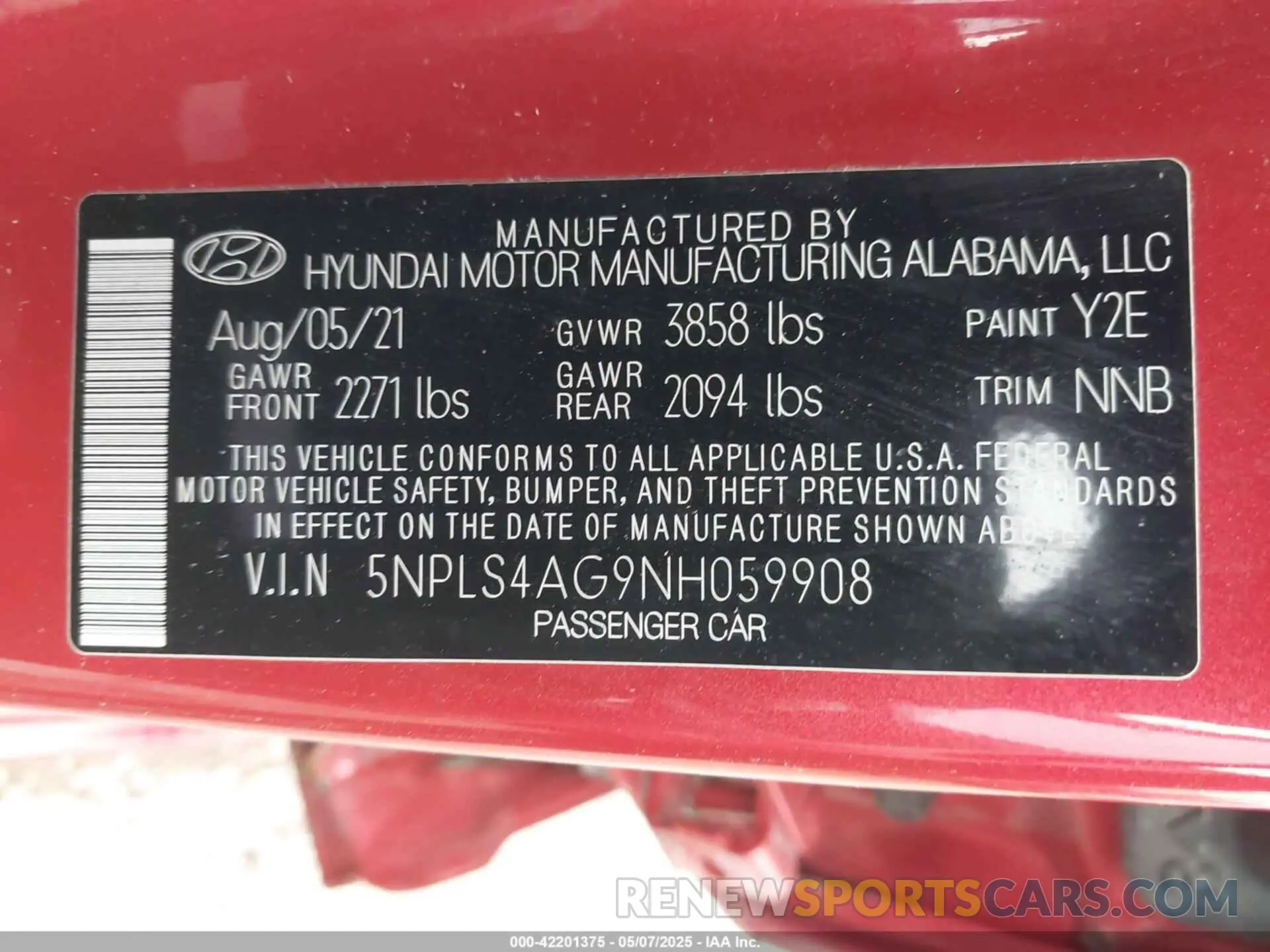 9 fotografías del automóvil dañado 5NPLS4AG9NH059908 HYUNDAI ELANTRA 2022
