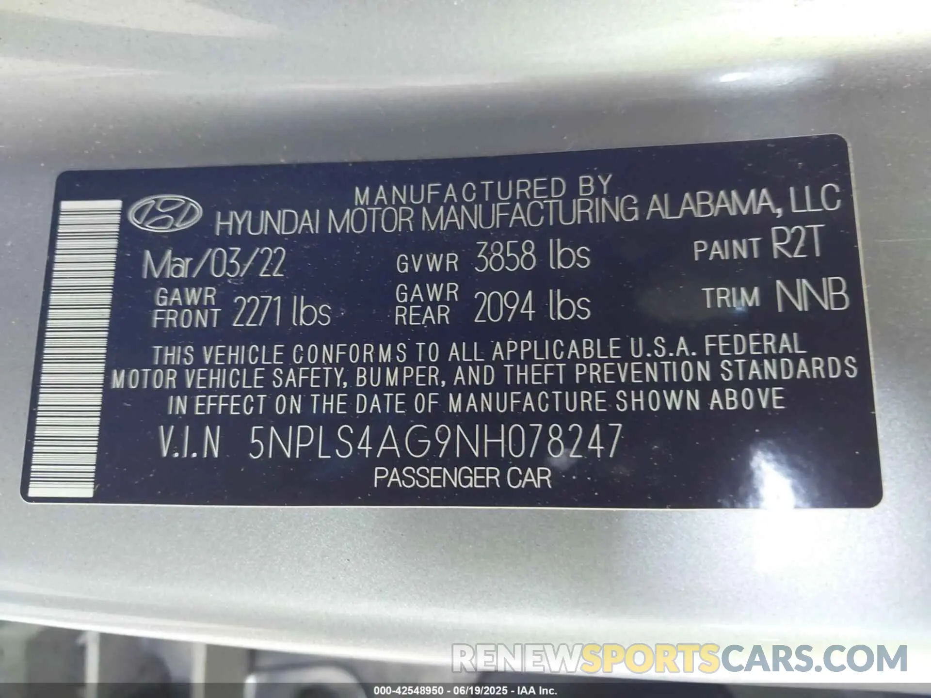 9 fotografías del automóvil dañado 5NPLS4AG9NH078247 HYUNDAI ELANTRA 2022
