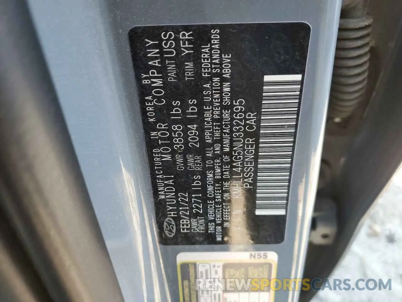 12 fotografías del automóvil dañado KMHLL4AG5NU332695 HYUNDAI ELANTRA 2022