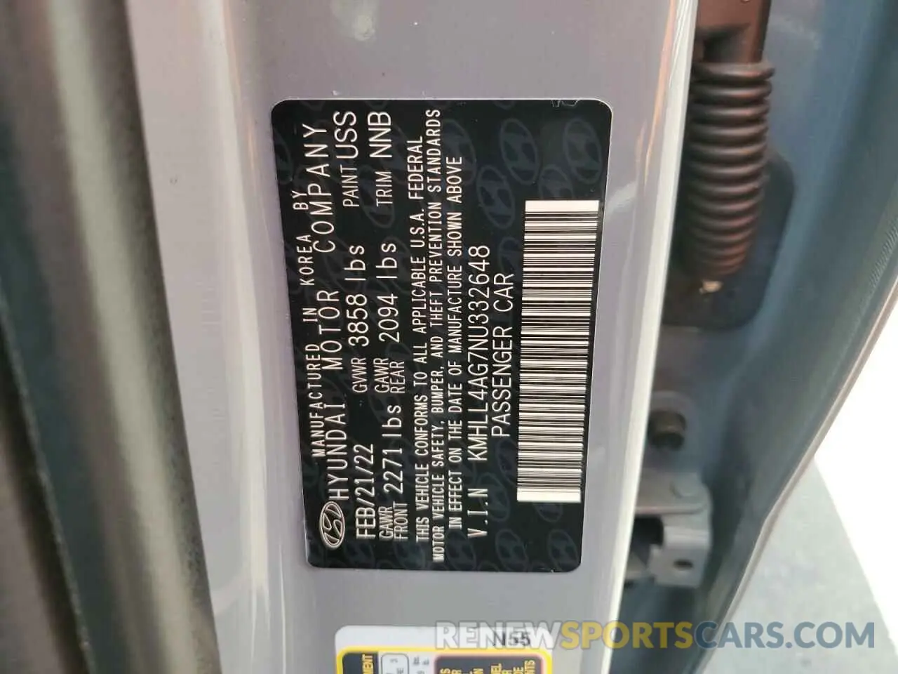 14 fotografías del automóvil dañado KMHLL4AG7NU332648 HYUNDAI ELANTRA 2022