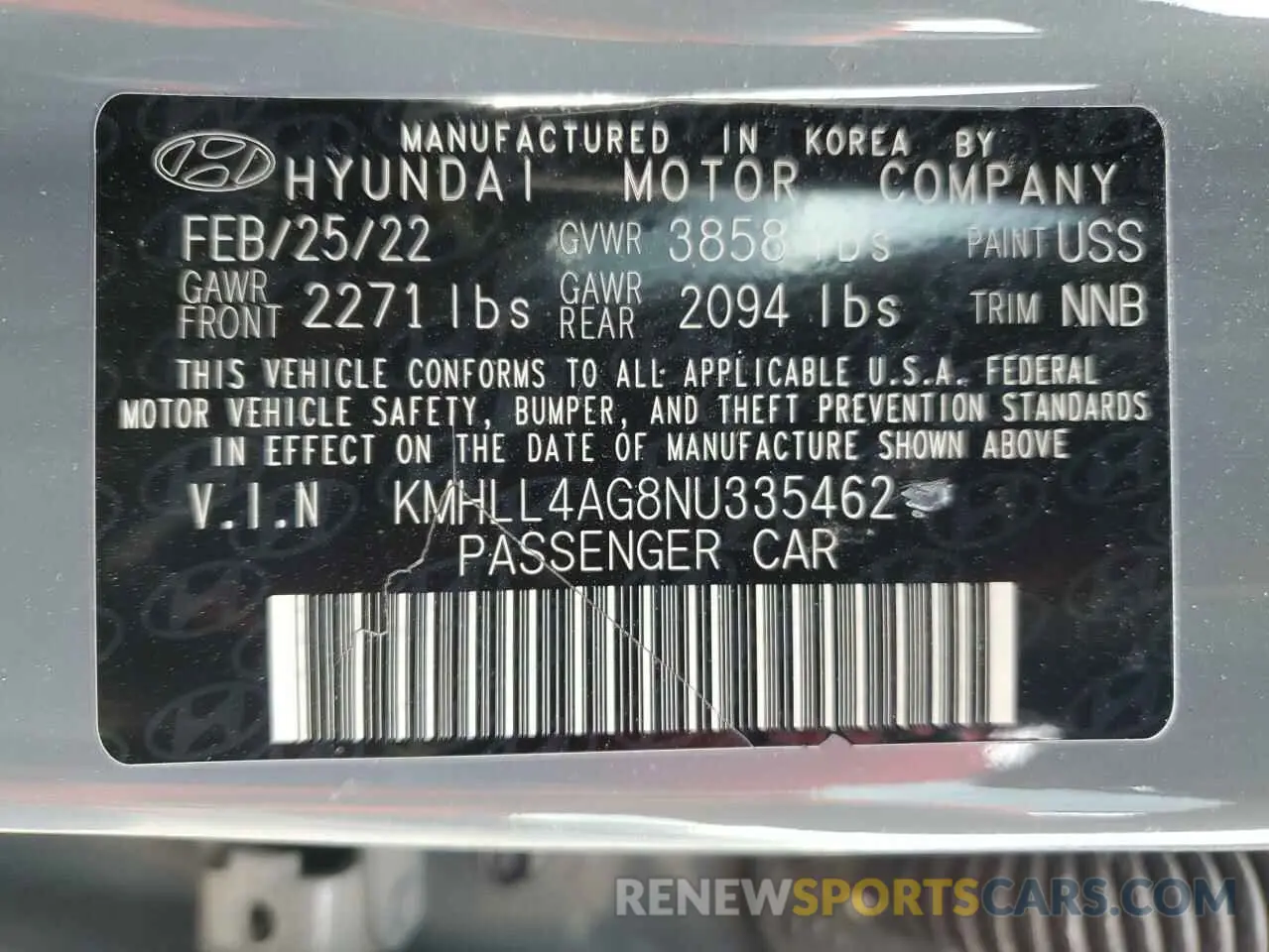 14 fotografías del automóvil dañado KMHLL4AG8NU335462 HYUNDAI ELANTRA 2022