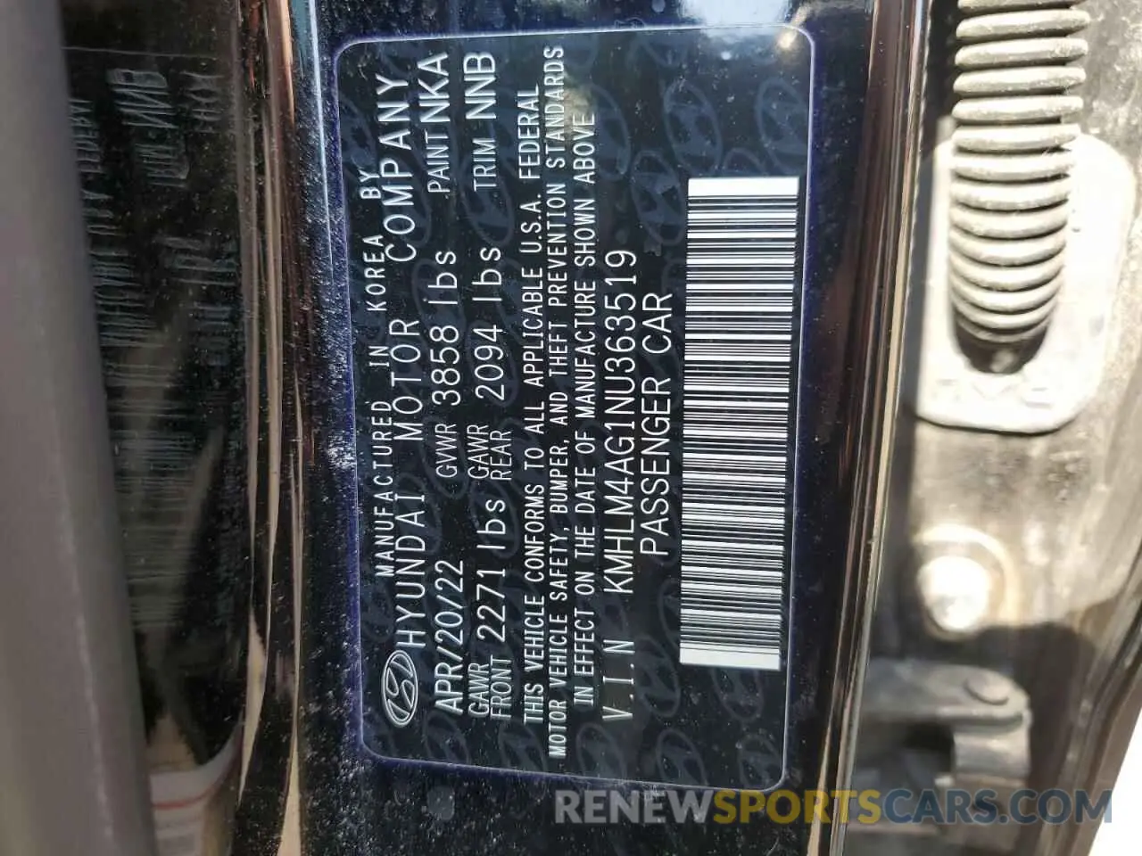 13 fotografías del automóvil dañado KMHLM4AG1NU363519 HYUNDAI ELANTRA 2022