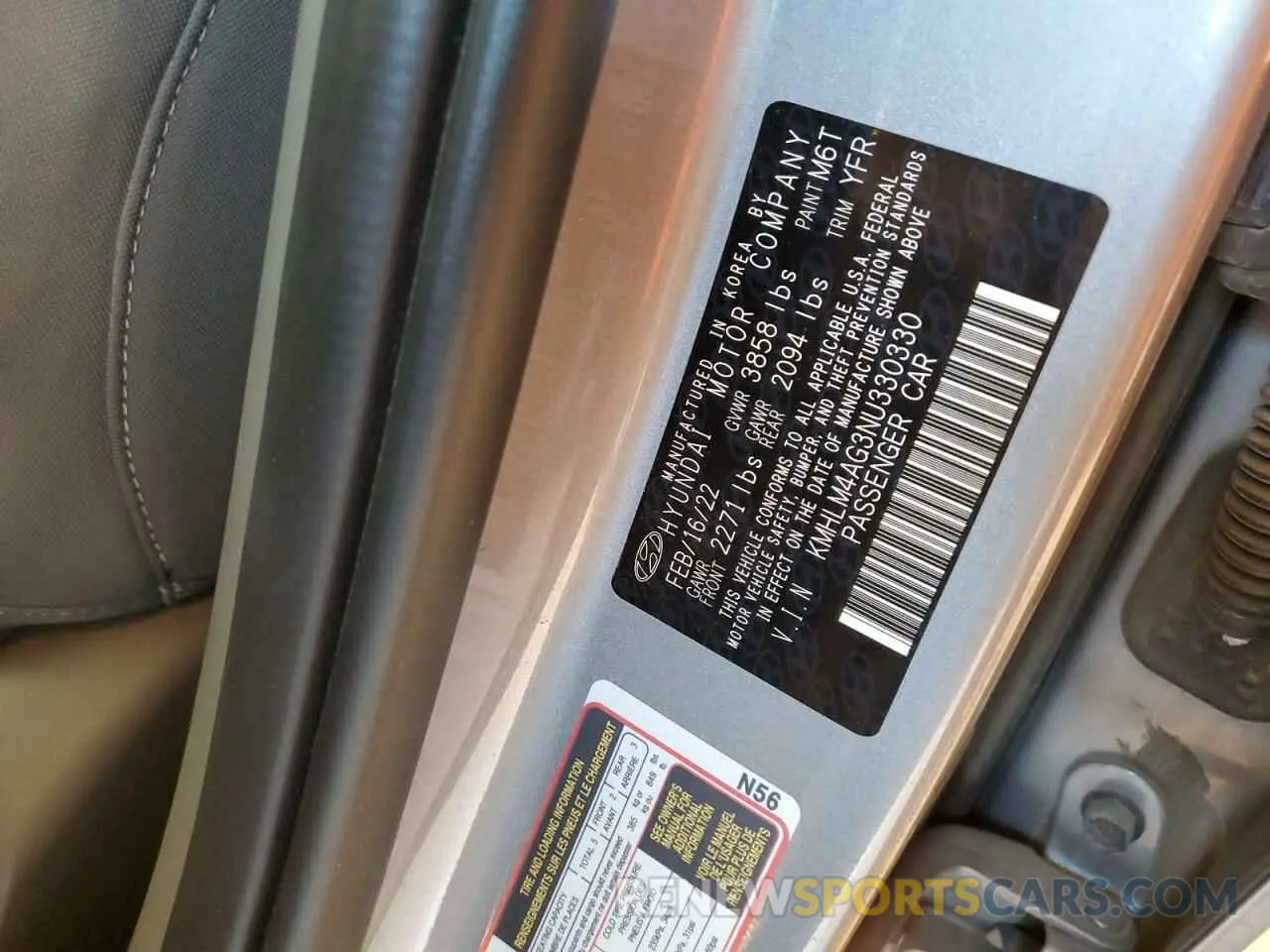 14 fotografías del automóvil dañado KMHLM4AG3NU330330 HYUNDAI ELANTRA 2022