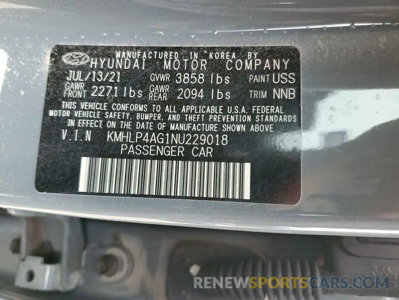 14 fotografías del automóvil dañado KMHLP4AG1NU229018 HYUNDAI ELANTRA 2022
