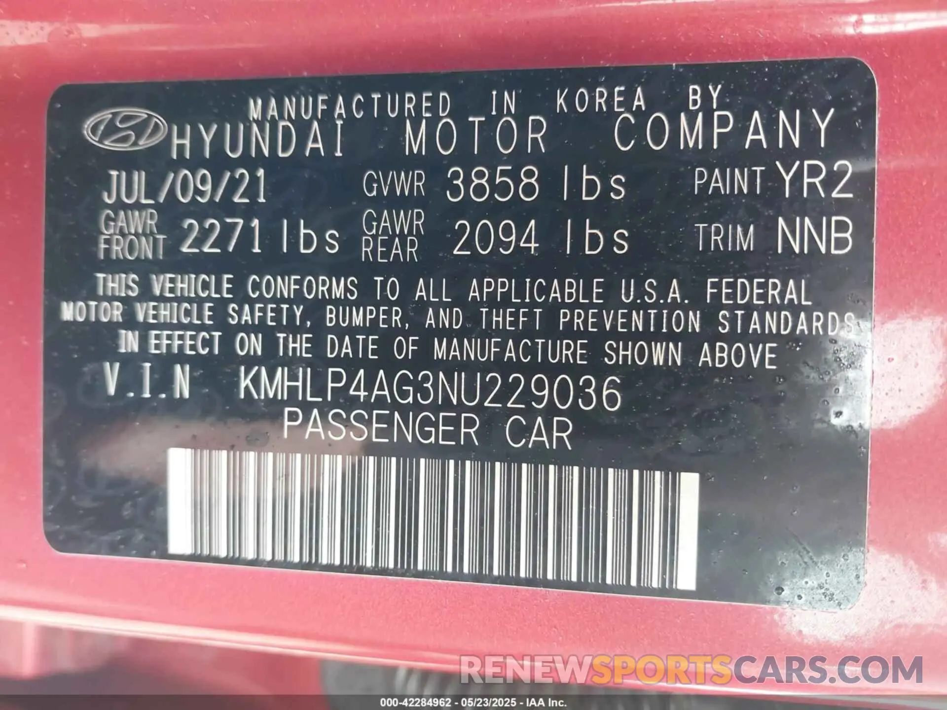 9 fotografías del automóvil dañado KMHLP4AG3NU229036 HYUNDAI ELANTRA 2022
