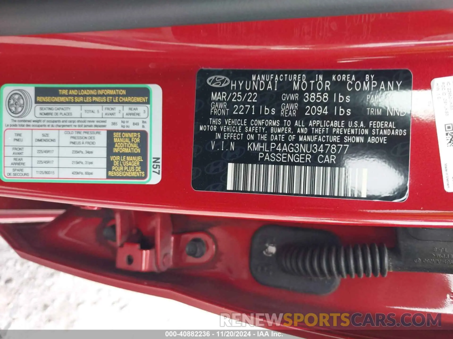 9 fotografías del automóvil dañado KMHLP4AG3NU347877 HYUNDAI ELANTRA 2022