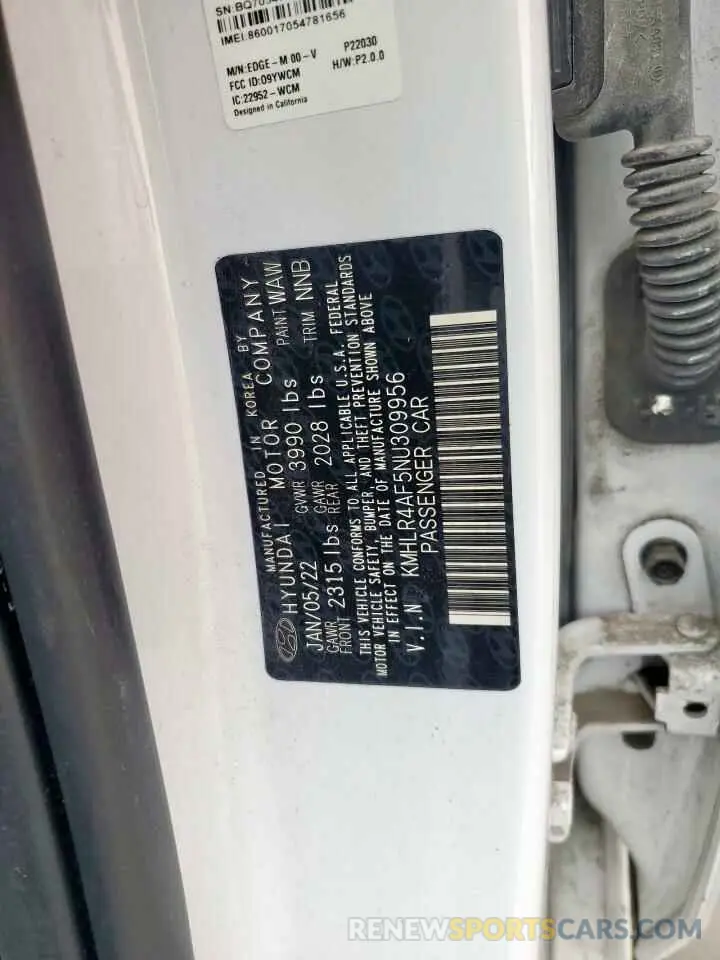 12 fotografías del automóvil dañado KMHLR4AF5NU309956 HYUNDAI ELANTRA 2022