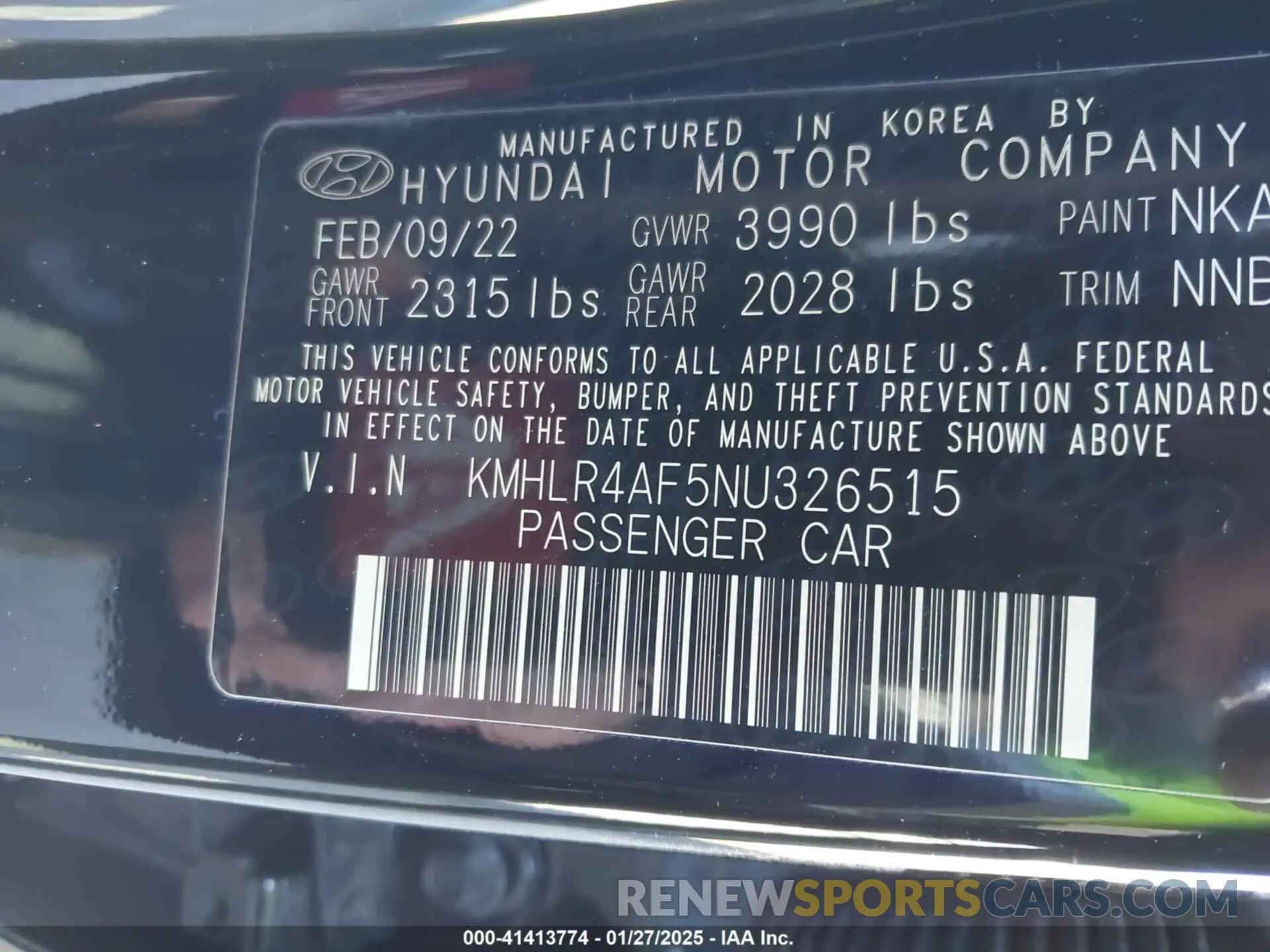 9 fotografías del automóvil dañado KMHLR4AF5NU326515 HYUNDAI ELANTRA 2022