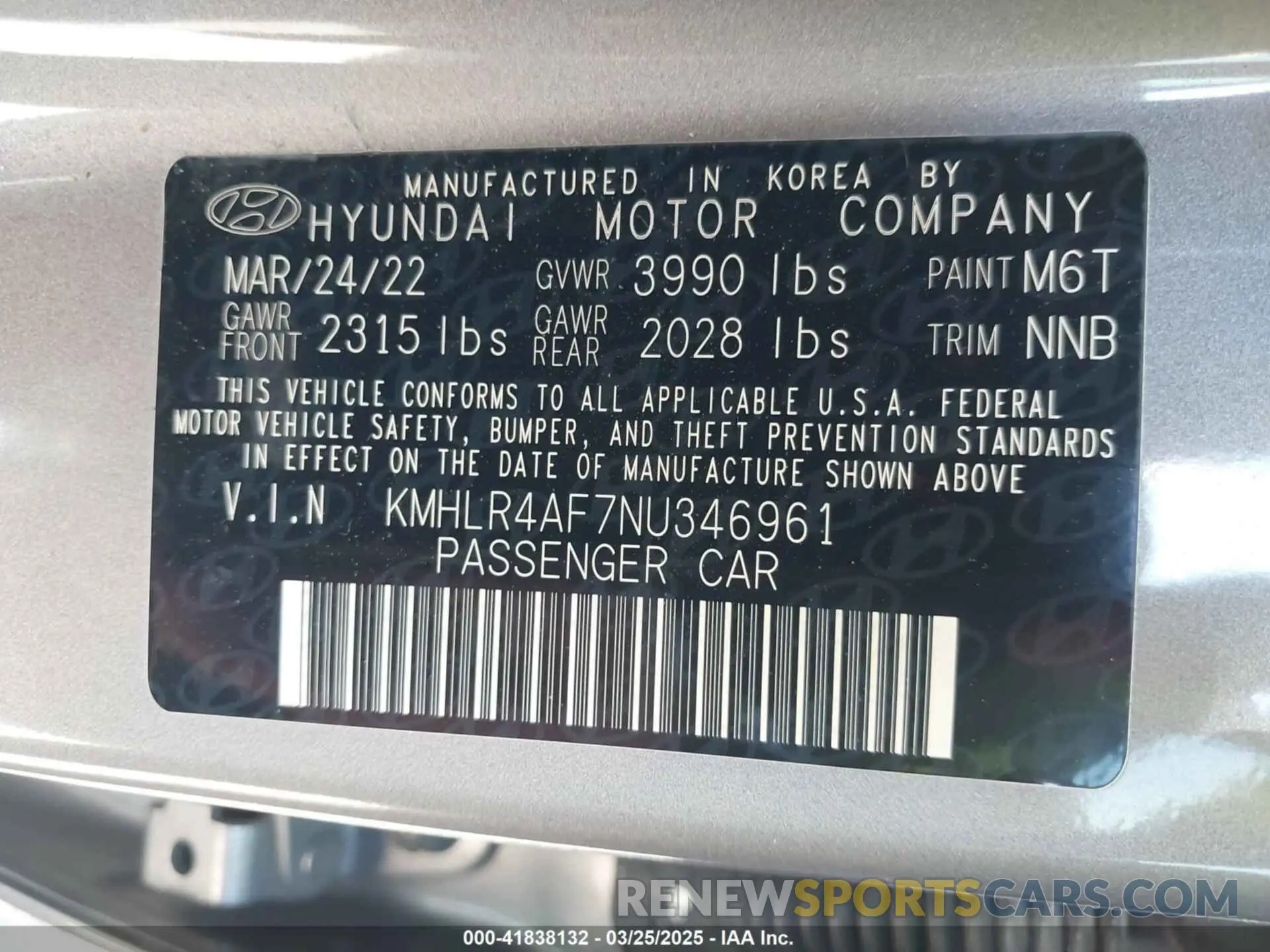 9 fotografías del automóvil dañado KMHLR4AF7NU346961 HYUNDAI ELANTRA 2022