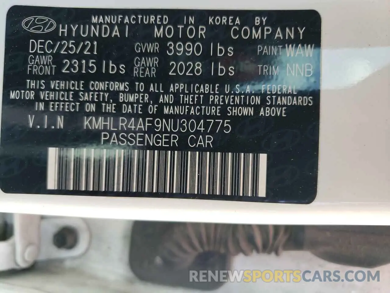 12 fotografías del automóvil dañado KMHLR4AF9NU304775 HYUNDAI ELANTRA 2022