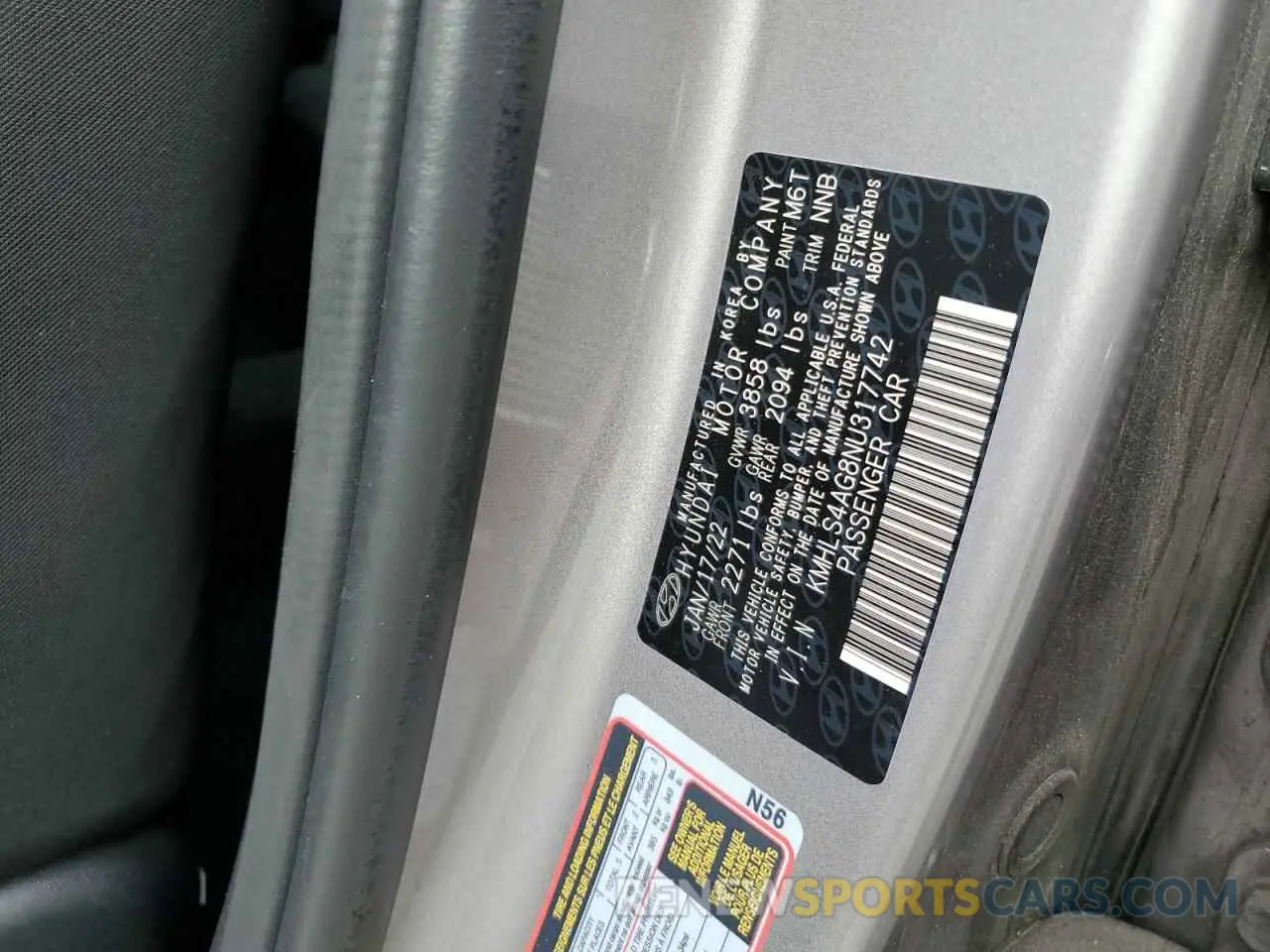 12 fotografías del automóvil dañado KMHLS4AG8NU317742 HYUNDAI ELANTRA 2022