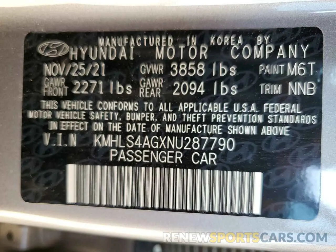 14 fotografías del automóvil dañado KMHLS4AGXNU287790 HYUNDAI ELANTRA 2022