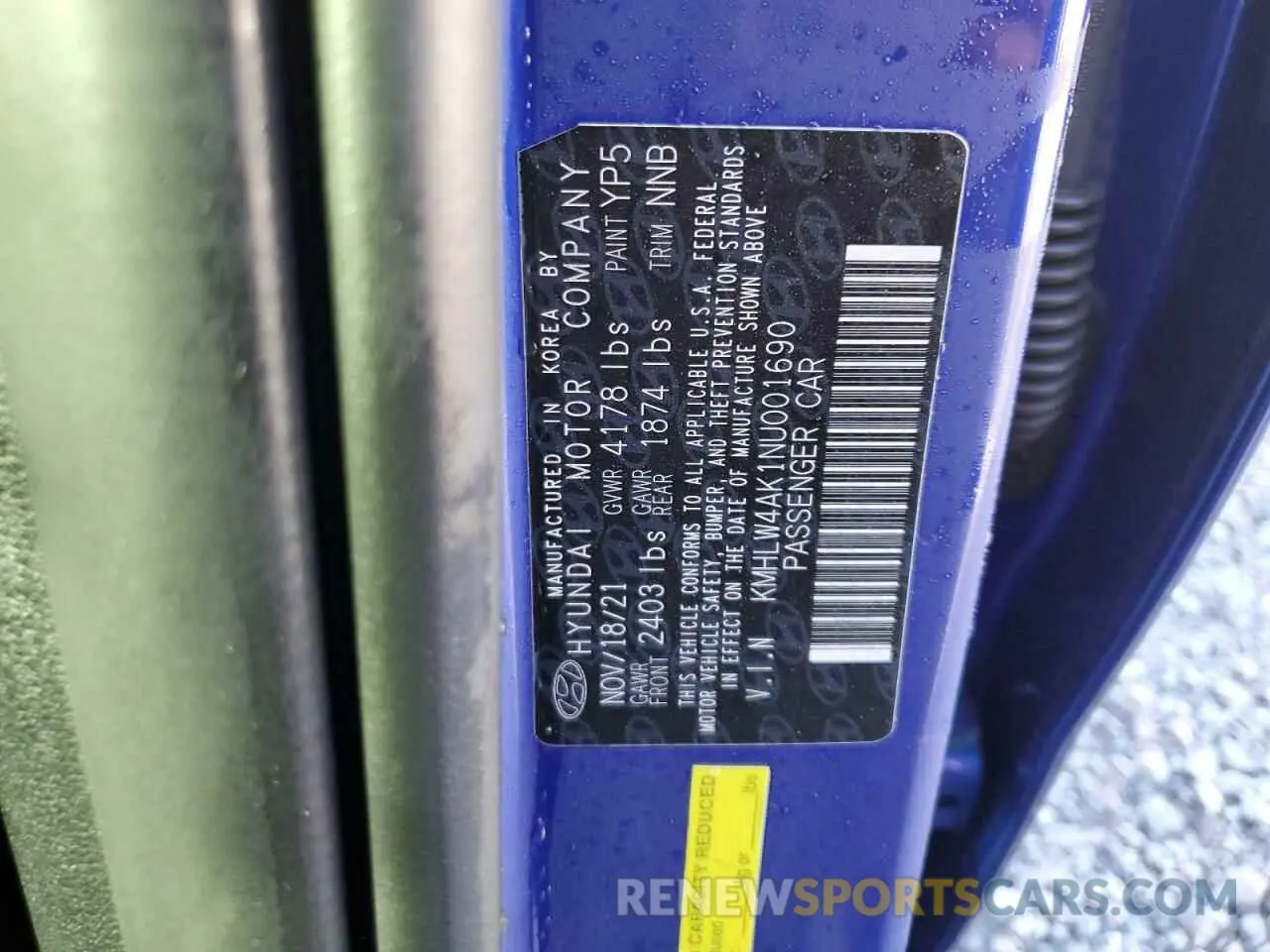 12 fotografías del automóvil dañado KMHLW4AK1NU001690 HYUNDAI ELANTRA 2022