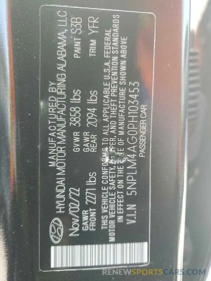 12 fotografías del automóvil dañado 5NPLM4AG0PH103453 HYUNDAI ELANTRA 2023