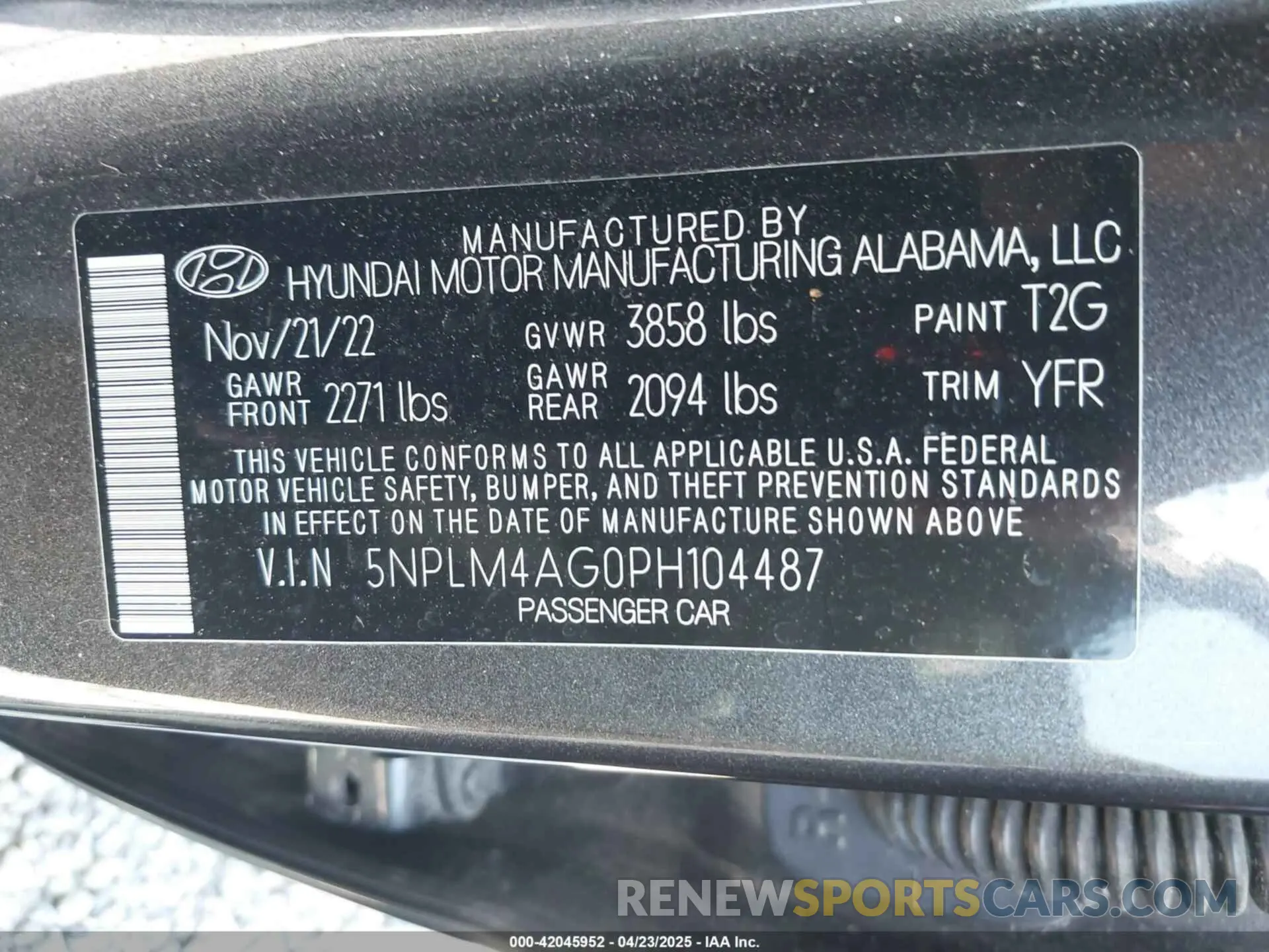 9 fotografías del automóvil dañado 5NPLM4AG0PH104487 HYUNDAI ELANTRA 2023