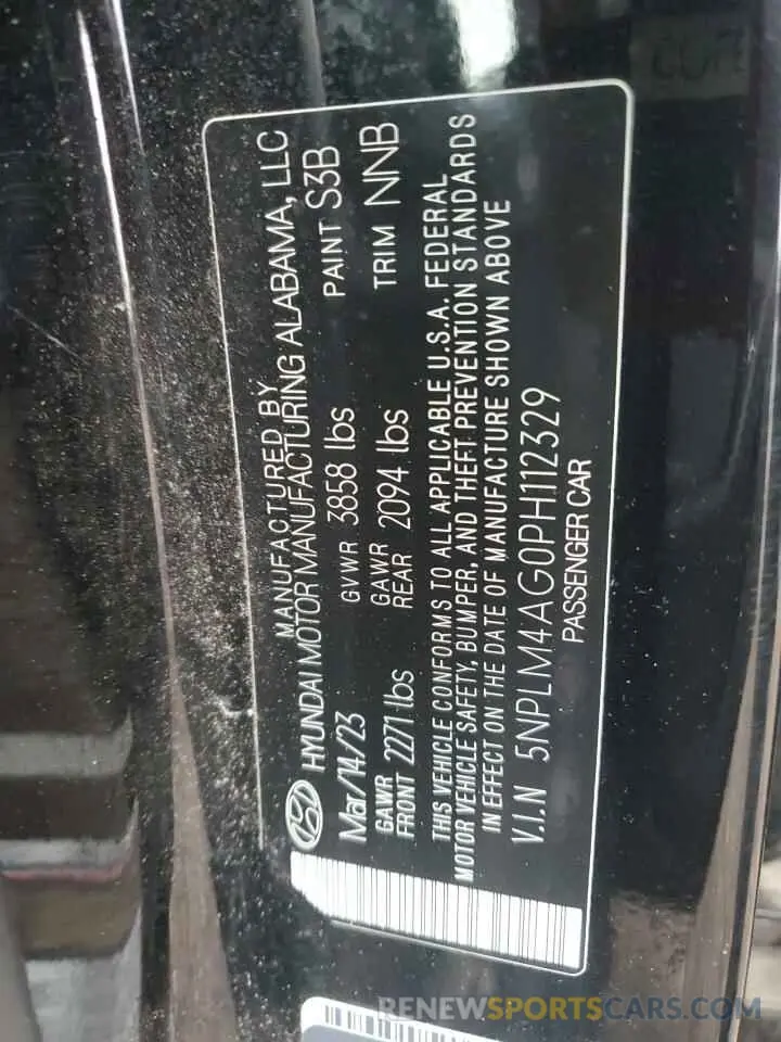 12 fotografías del automóvil dañado 5NPLM4AG0PH112329 HYUNDAI ELANTRA 2023