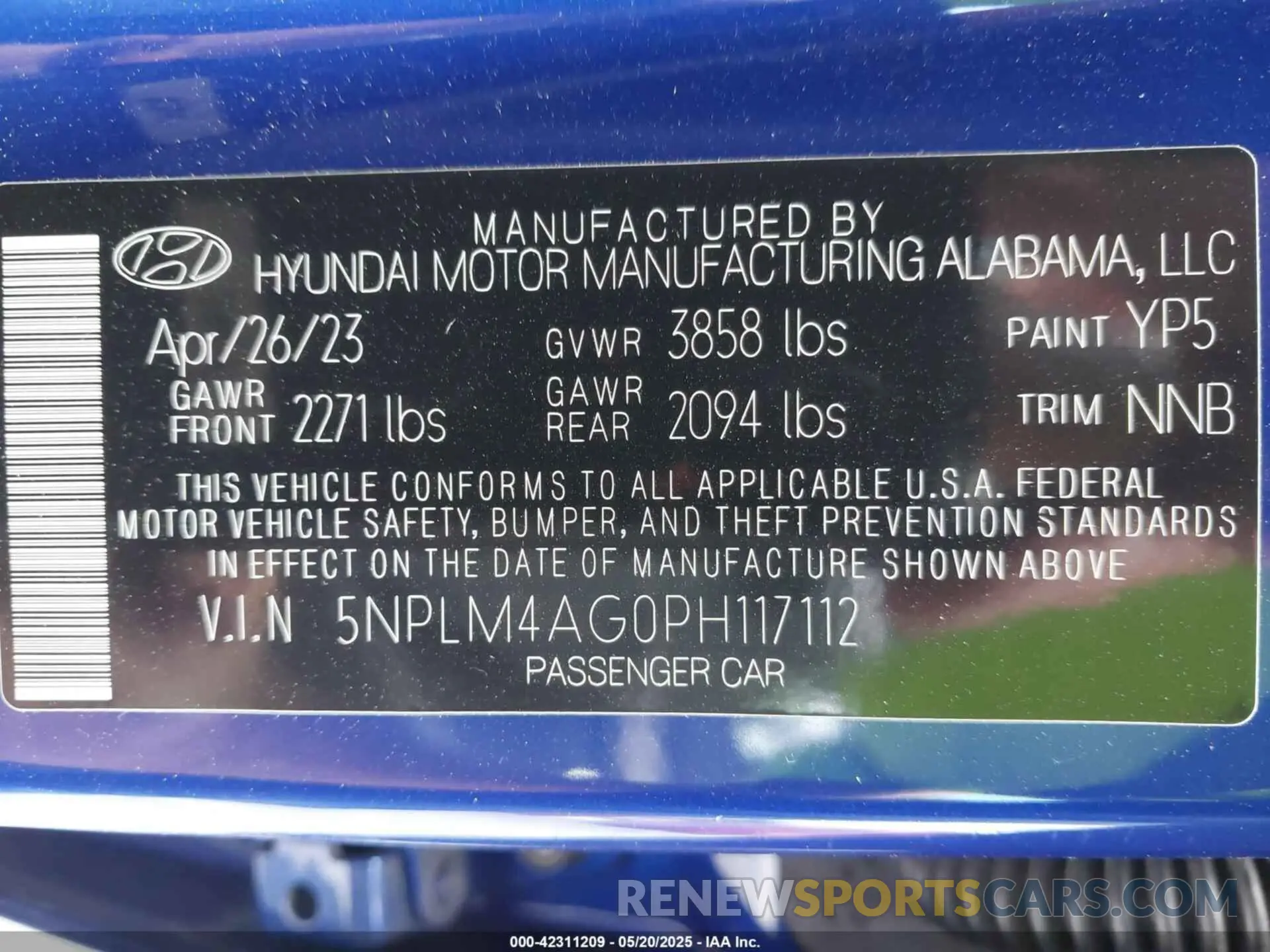 9 fotografías del automóvil dañado 5NPLM4AG0PH117112 HYUNDAI ELANTRA 2023