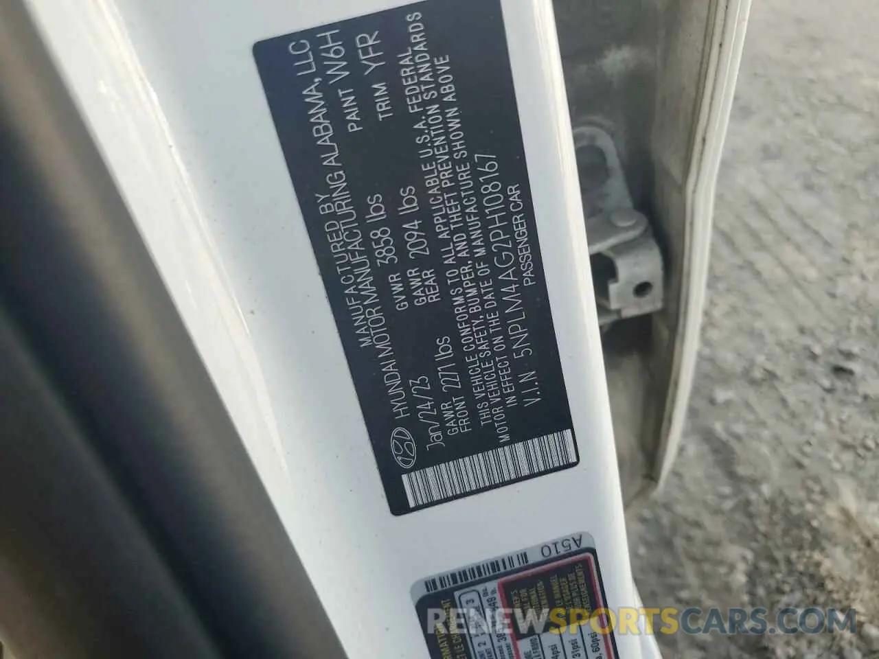 12 fotografías del automóvil dañado 5NPLM4AG2PH108167 HYUNDAI ELANTRA 2023