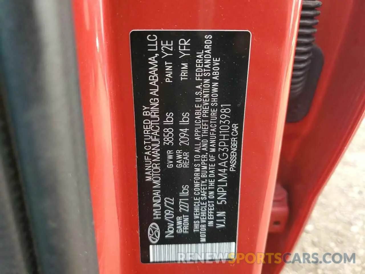 13 fotografías del automóvil dañado 5NPLM4AG3PH103981 HYUNDAI ELANTRA 2023