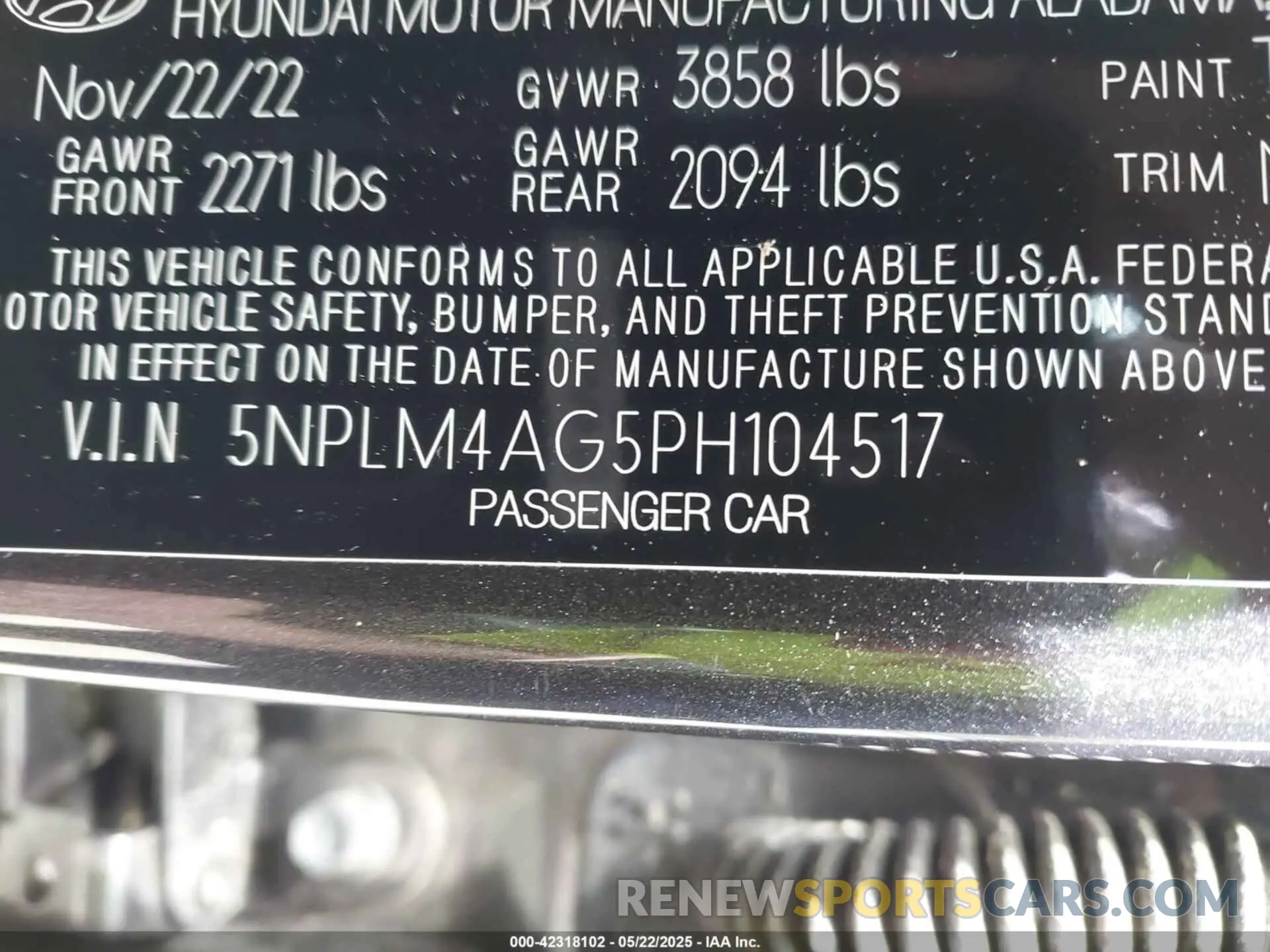 9 fotografías del automóvil dañado 5NPLM4AG5PH104517 HYUNDAI ELANTRA 2023