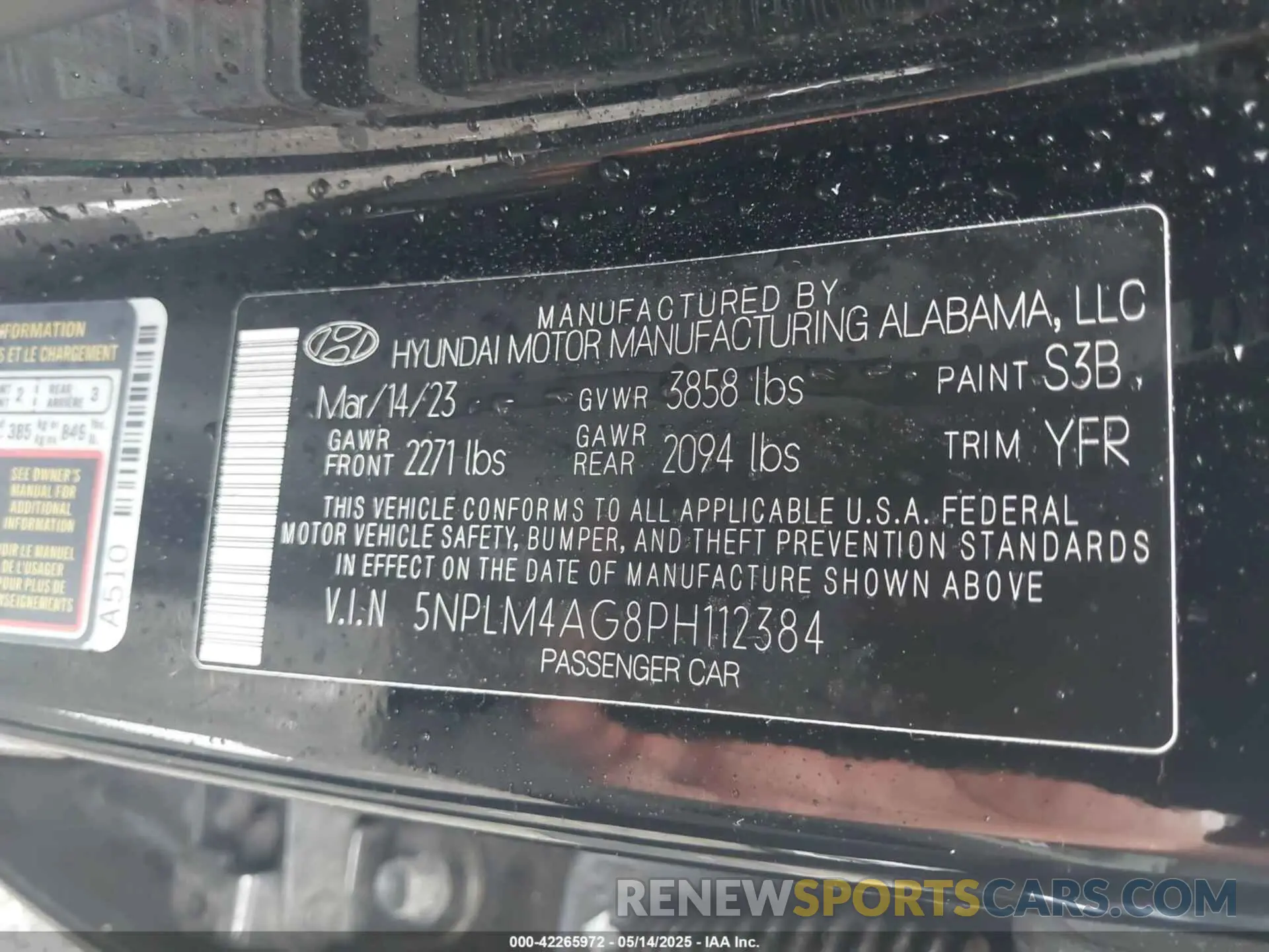 9 fotografías del automóvil dañado 5NPLM4AG8PH112384 HYUNDAI ELANTRA 2023