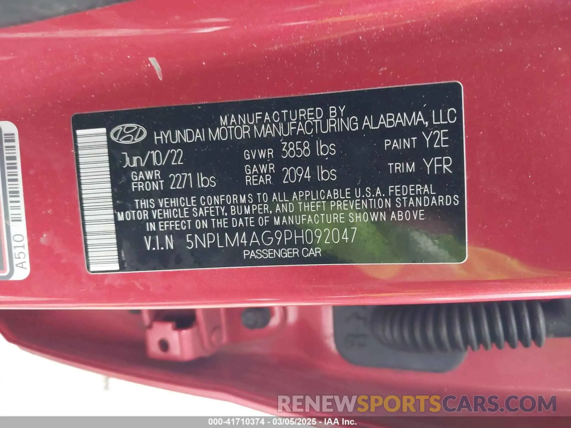 9 fotografías del automóvil dañado 5NPLM4AG9PH092047 HYUNDAI ELANTRA 2023