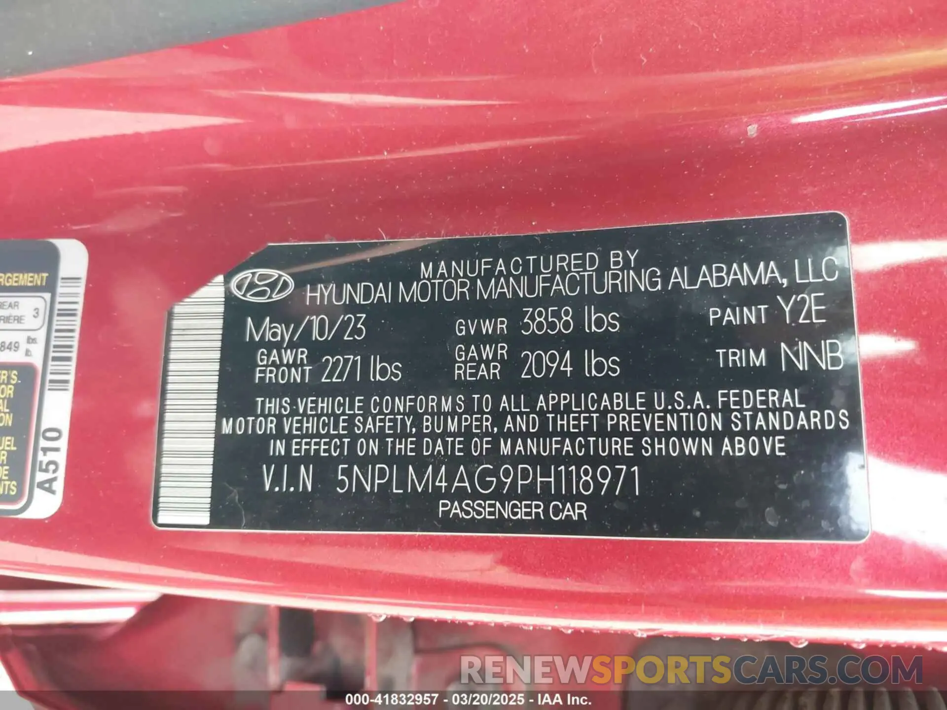 9 fotografías del automóvil dañado 5NPLM4AG9PH118971 HYUNDAI ELANTRA 2023