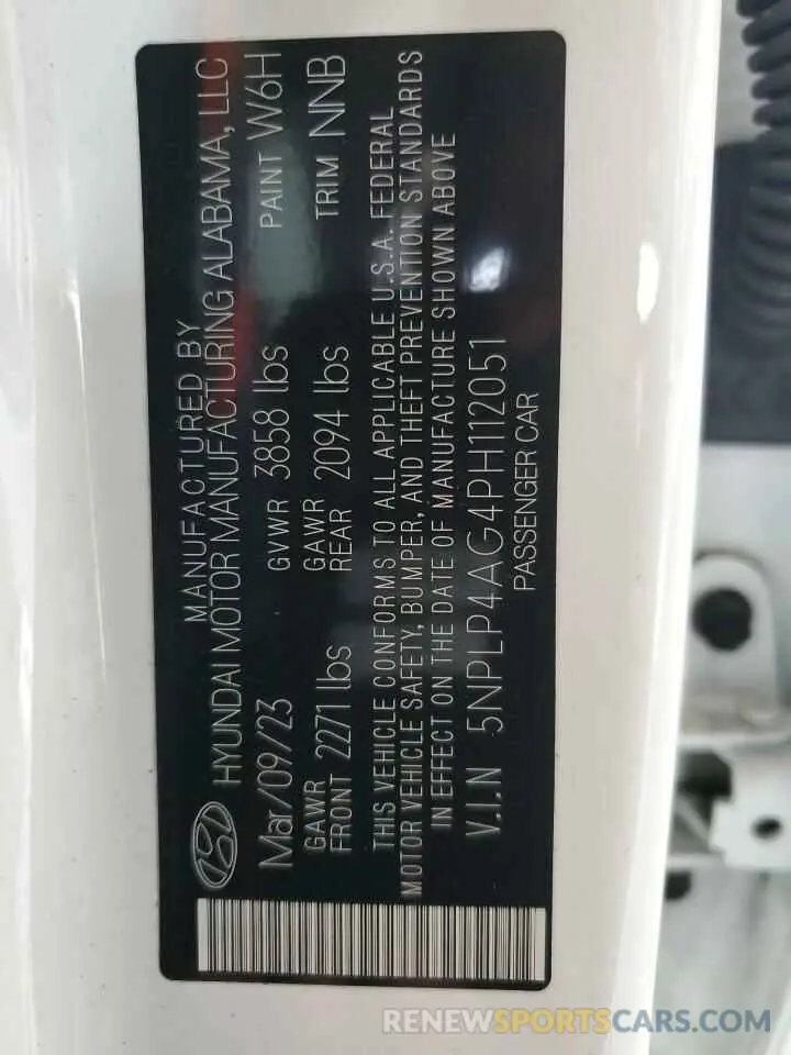 12 fotografías del automóvil dañado 5NPLP4AG4PH112051 HYUNDAI ELANTRA 2023