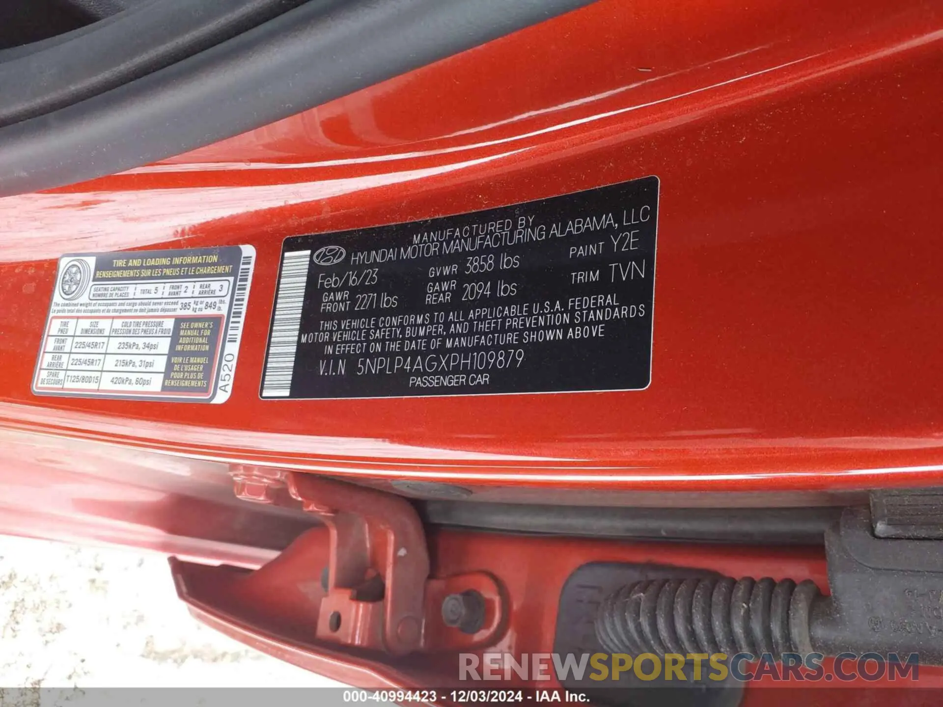 9 fotografías del automóvil dañado 5NPLP4AGXPH109879 HYUNDAI ELANTRA 2023