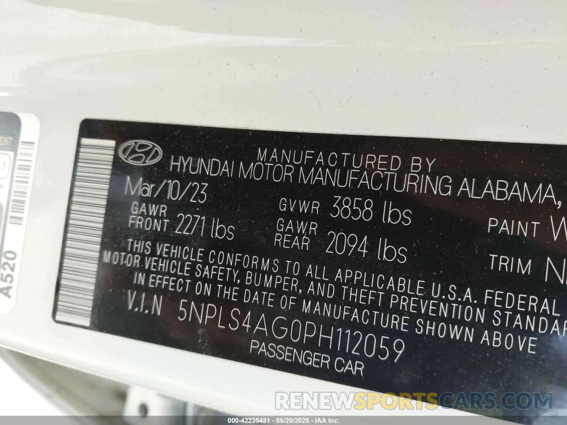 9 fotografías del automóvil dañado 5NPLS4AG0PH112059 HYUNDAI ELANTRA 2023