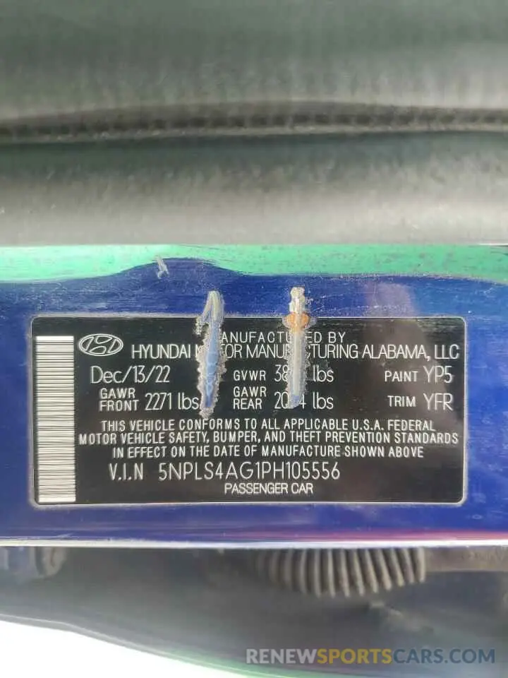 12 fotografías del automóvil dañado 5NPLS4AG1PH105556 HYUNDAI ELANTRA 2023