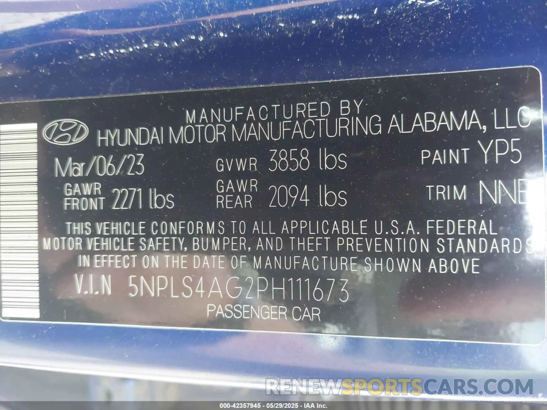 9 fotografías del automóvil dañado 5NPLS4AG2PH111673 HYUNDAI ELANTRA 2023
