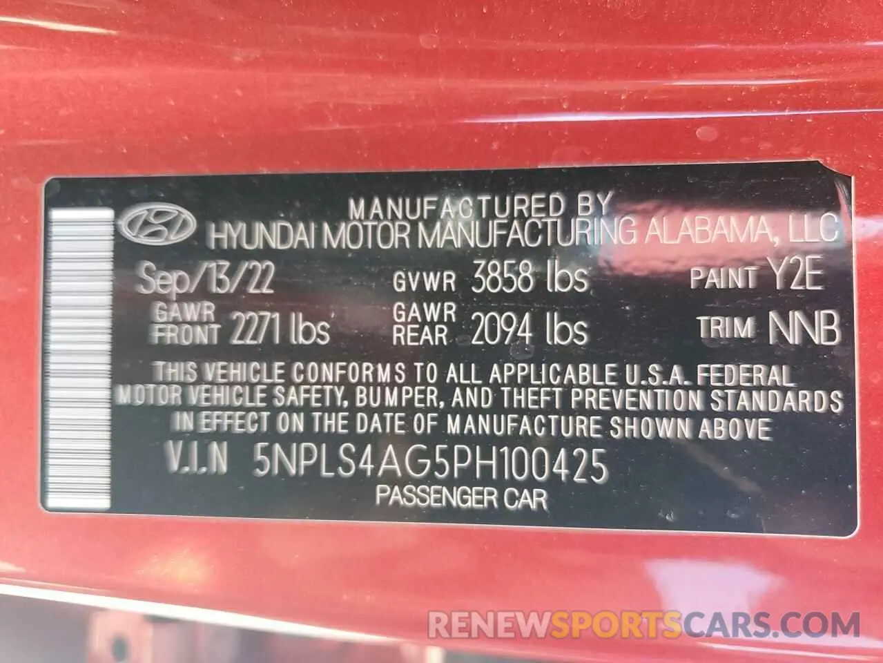 12 fotografías del automóvil dañado 5NPLS4AG5PH100425 HYUNDAI ELANTRA 2023