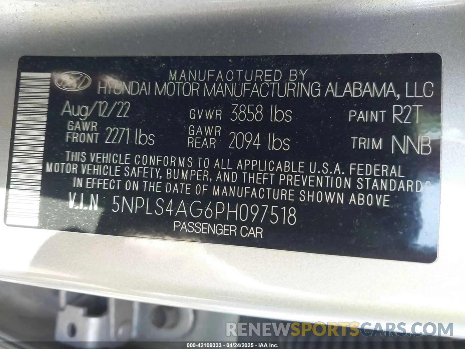 9 fotografías del automóvil dañado 5NPLS4AG6PH097518 HYUNDAI ELANTRA 2023
