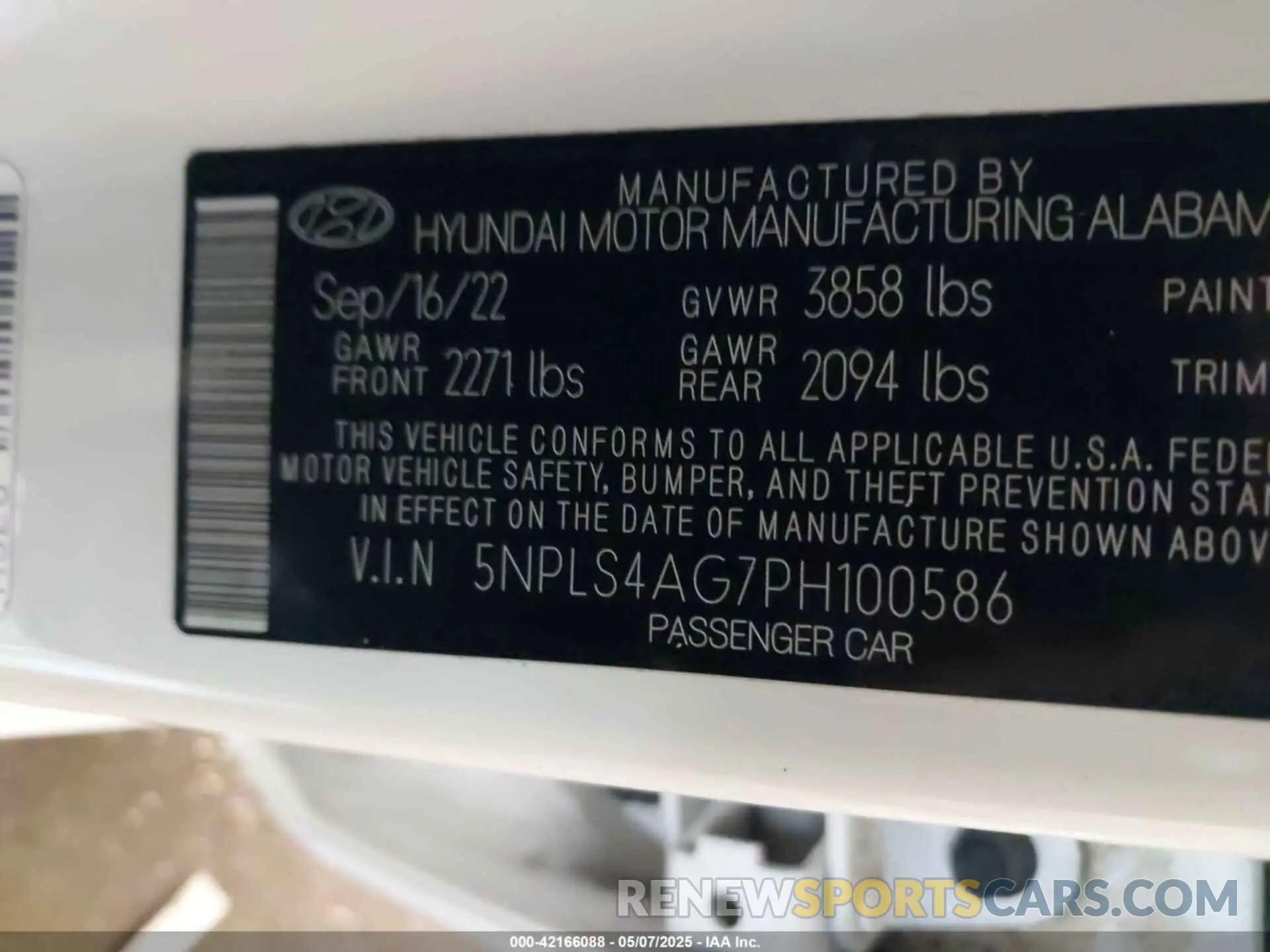 9 fotografías del automóvil dañado 5NPLS4AG7PH100586 HYUNDAI ELANTRA 2023