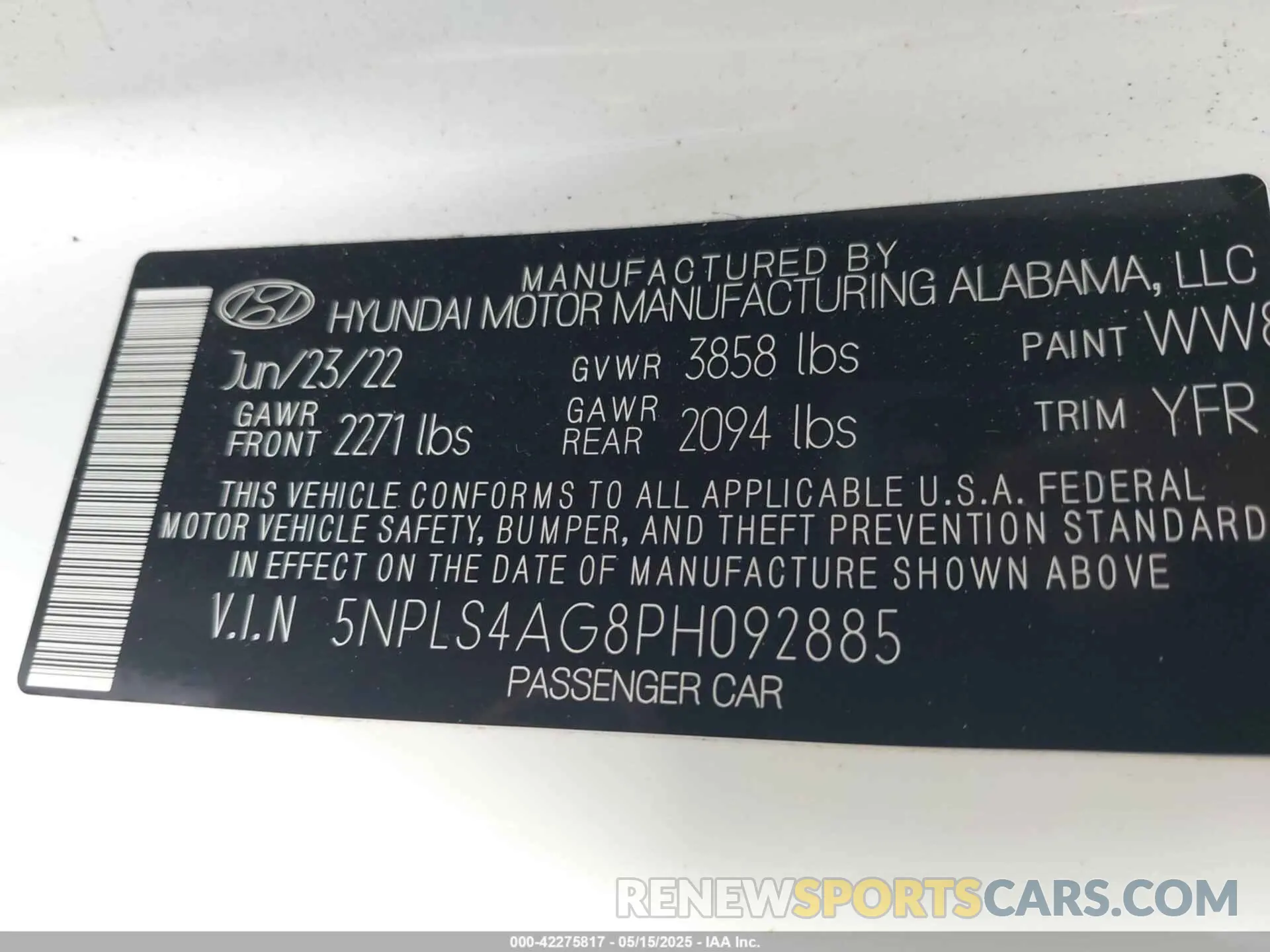 9 fotografías del automóvil dañado 5NPLS4AG8PH092885 HYUNDAI ELANTRA 2023